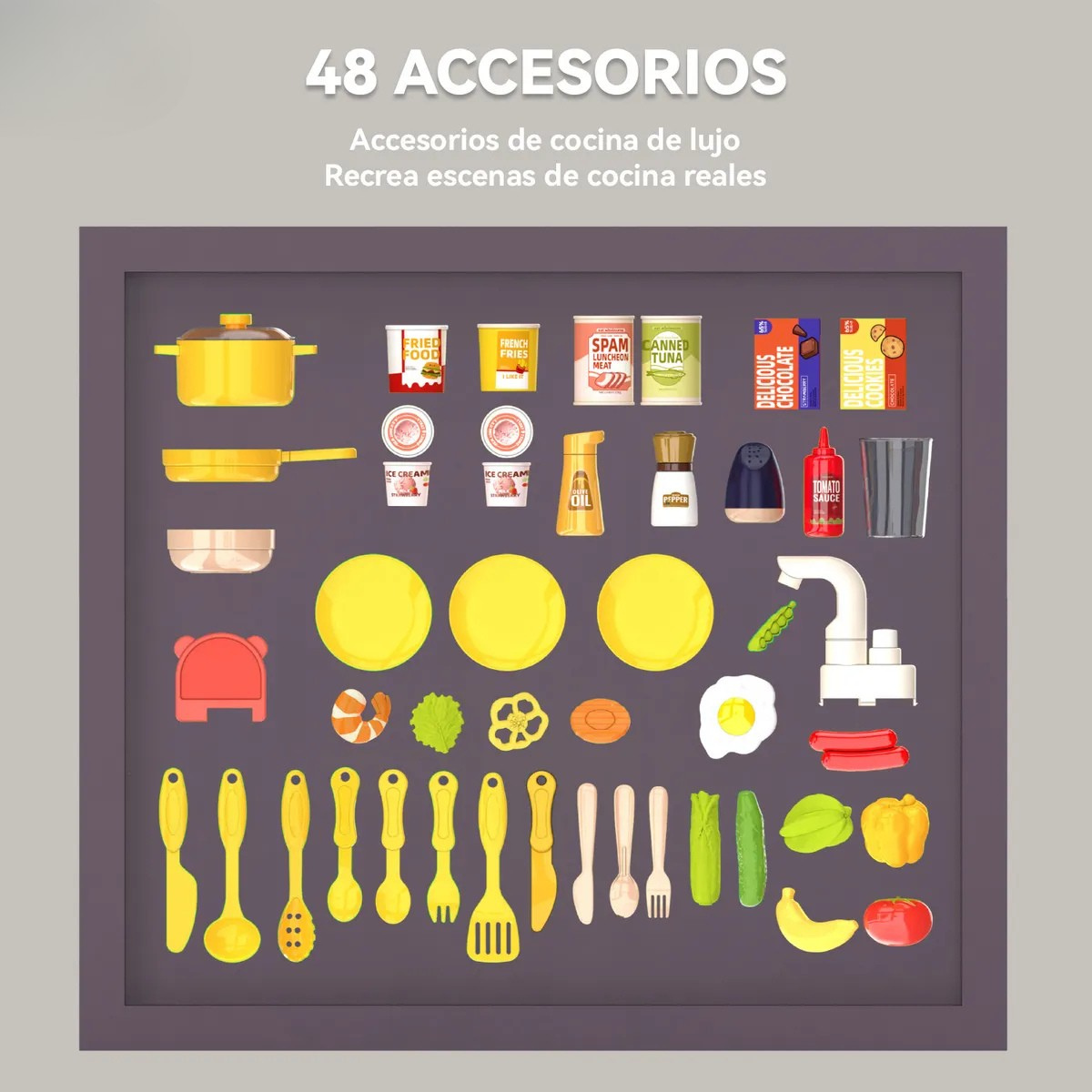 Cocina Juguete Grande 50pcs Ni os Spray Kitchen 78cm Verde-5