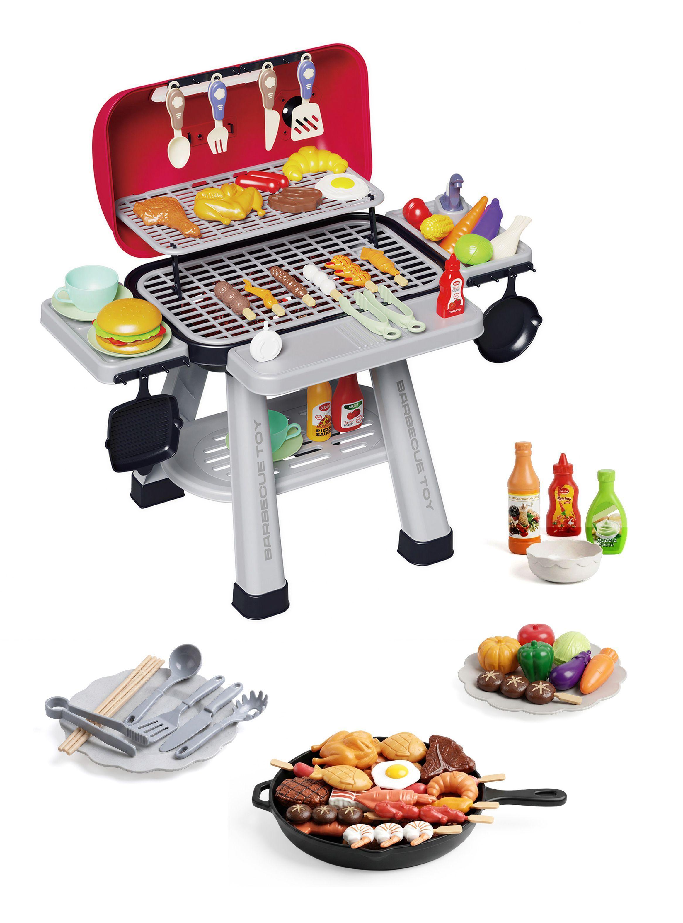 Parrilla de Juguete Asado BBQ 68 Accesorios con Luz y Vapor Rolin-0
