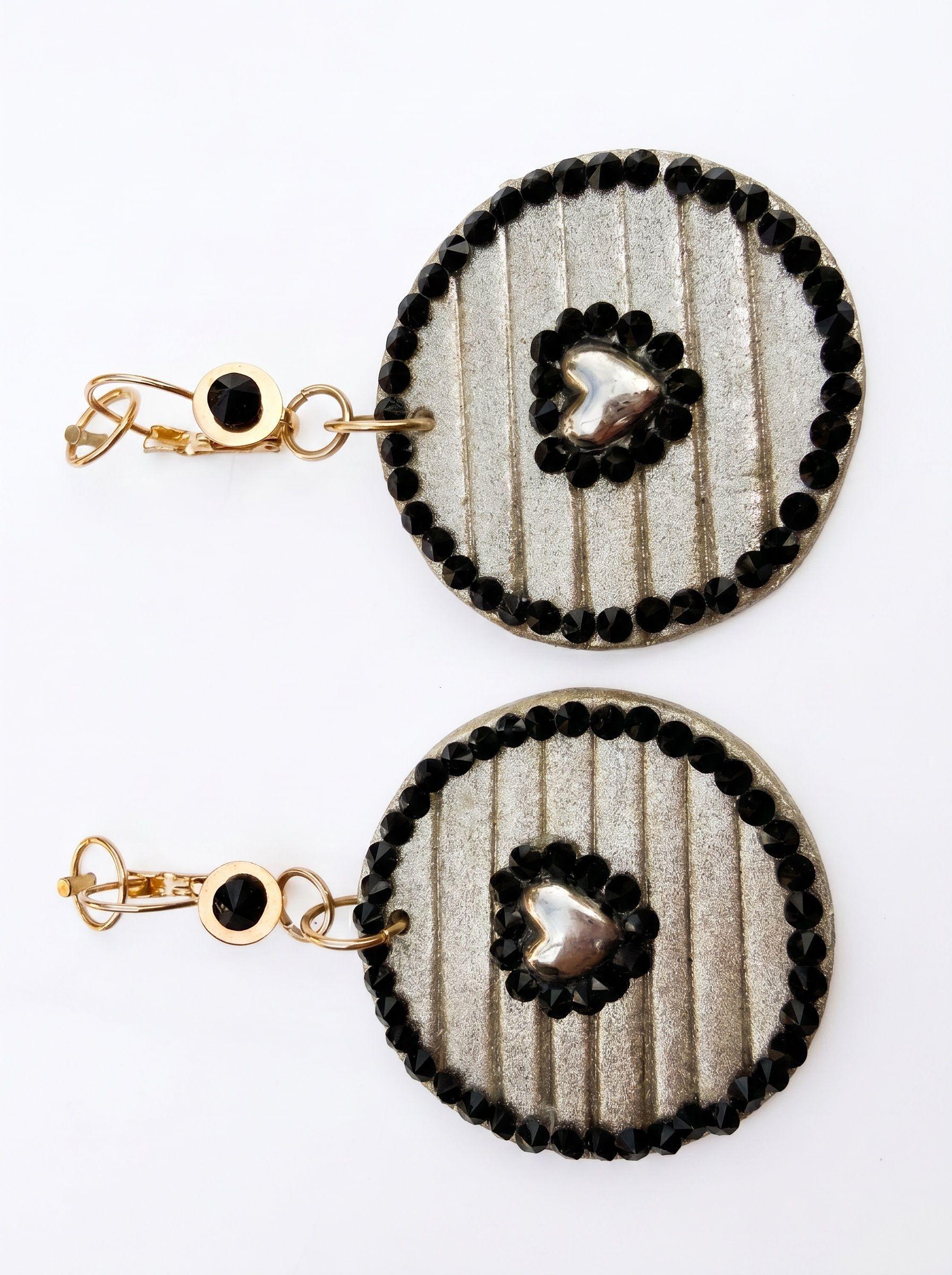 Aros colgantes corazon dorado-3