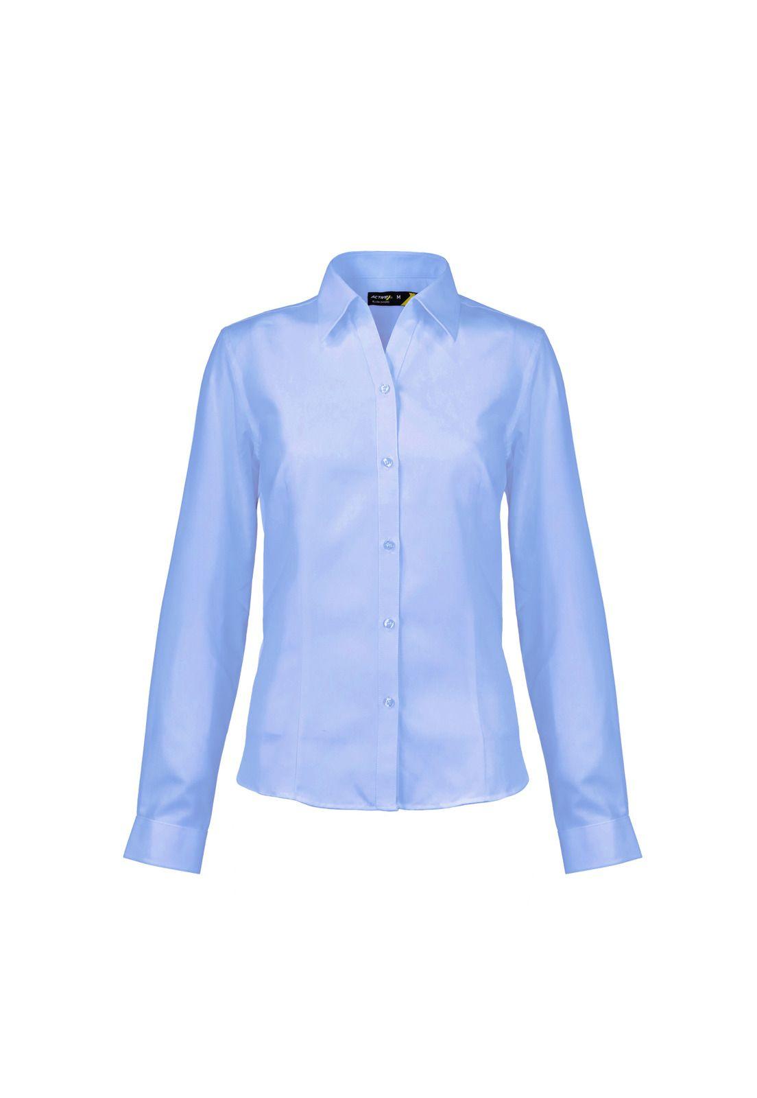 Blusa Oxford Manga Larga Celeste UPF 20-1