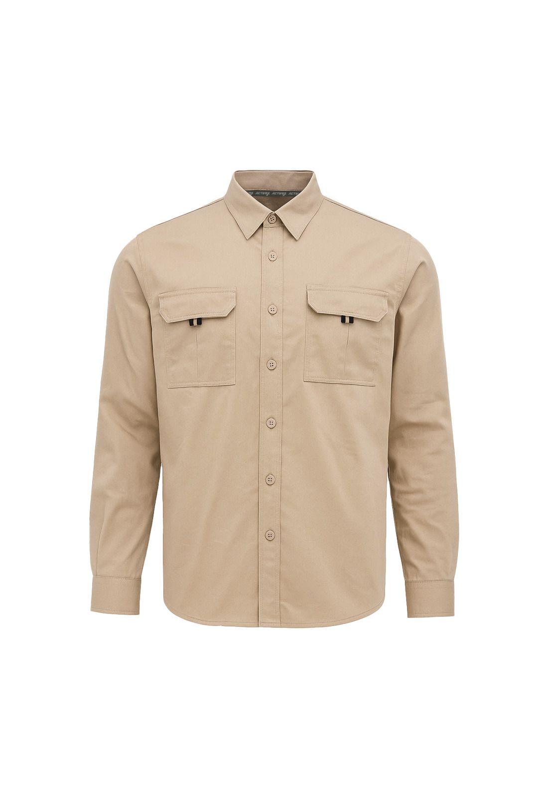 Camisa Activex Gabardina 80/20 UV Beige-0