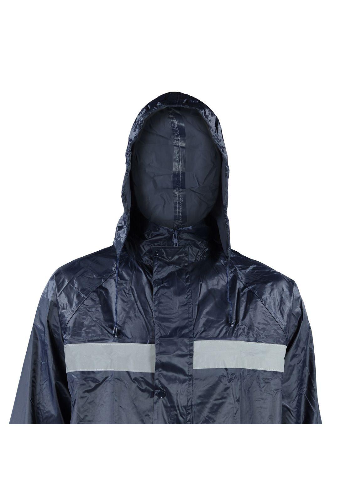 Traje Para Lluvia Azul Con Cinta Reflectante-4