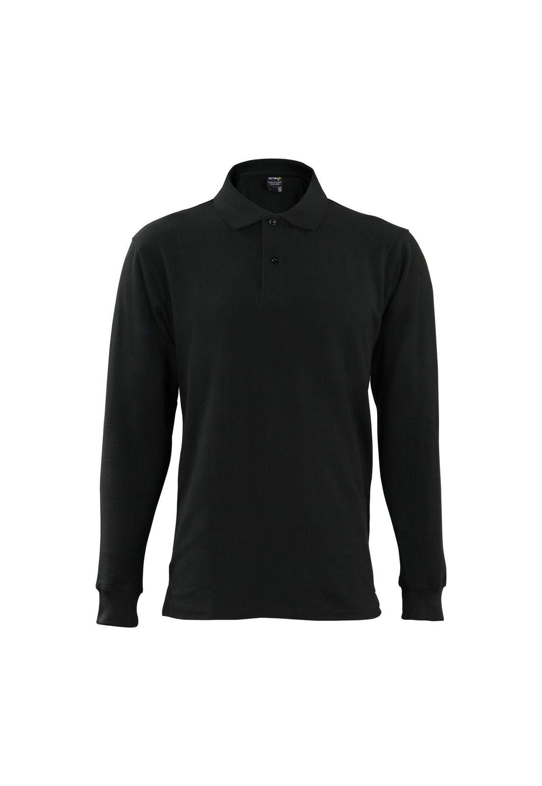 polera pique negra manga larga UPF 40-0