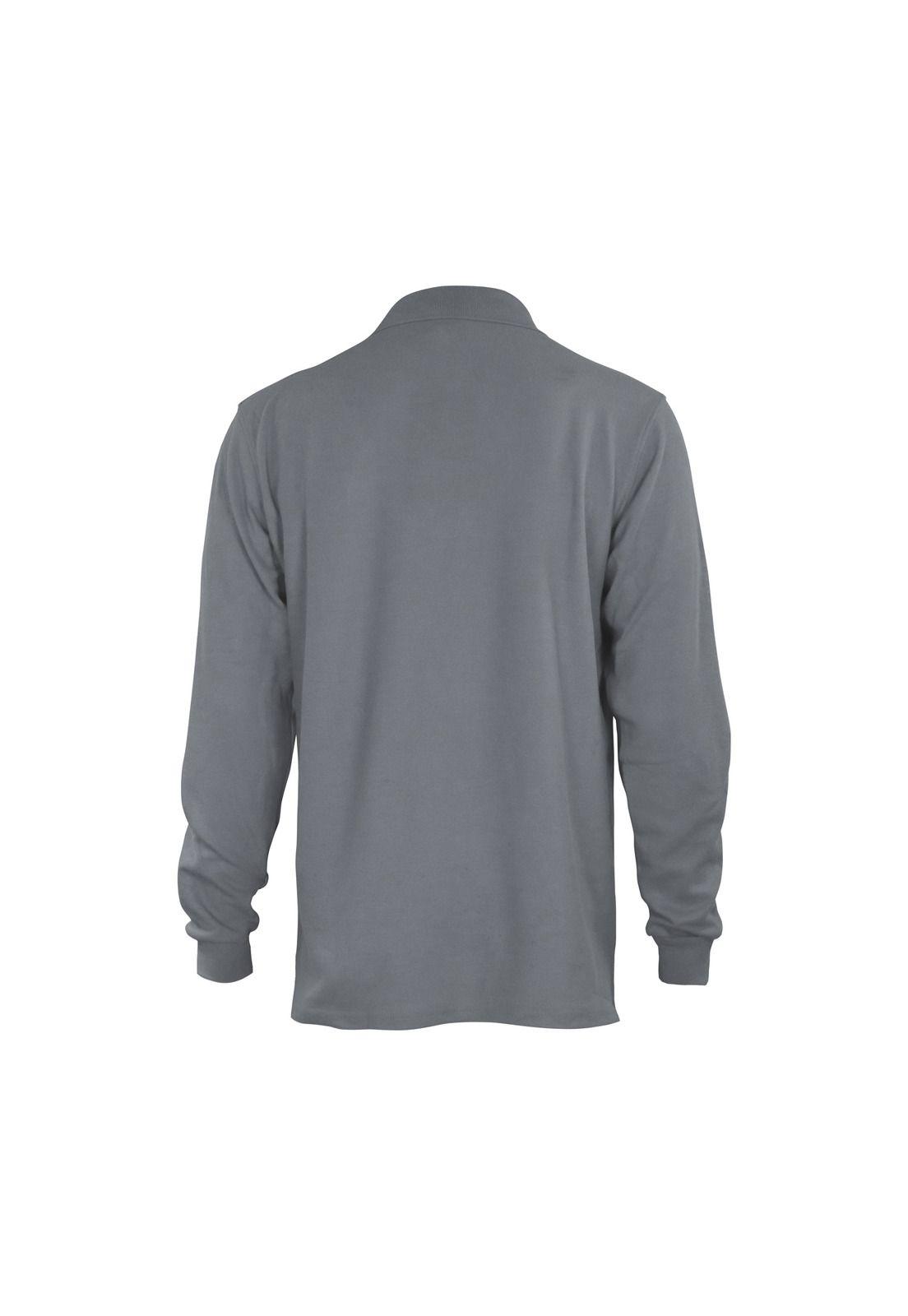 Polera pique gris manga larga UPF25-2