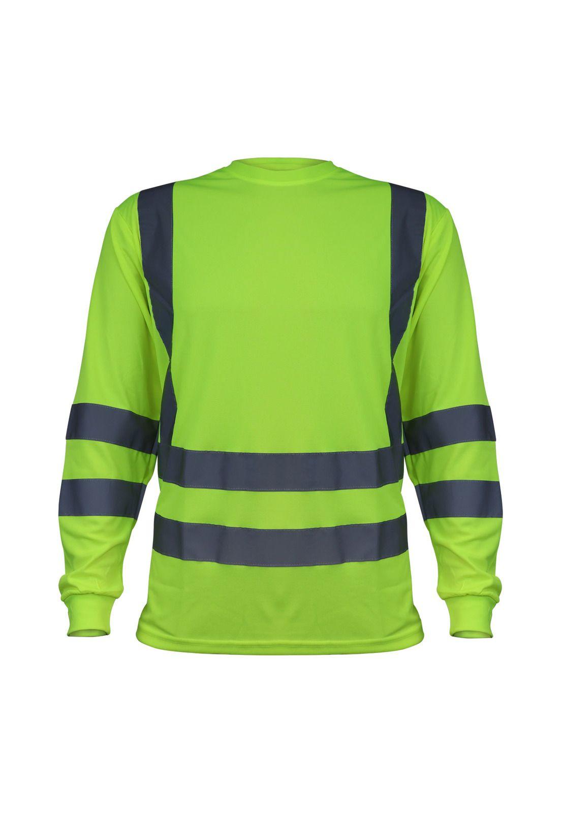 Polera Polo Dry Fit Verde Fluor M/Larga UPF 25-0