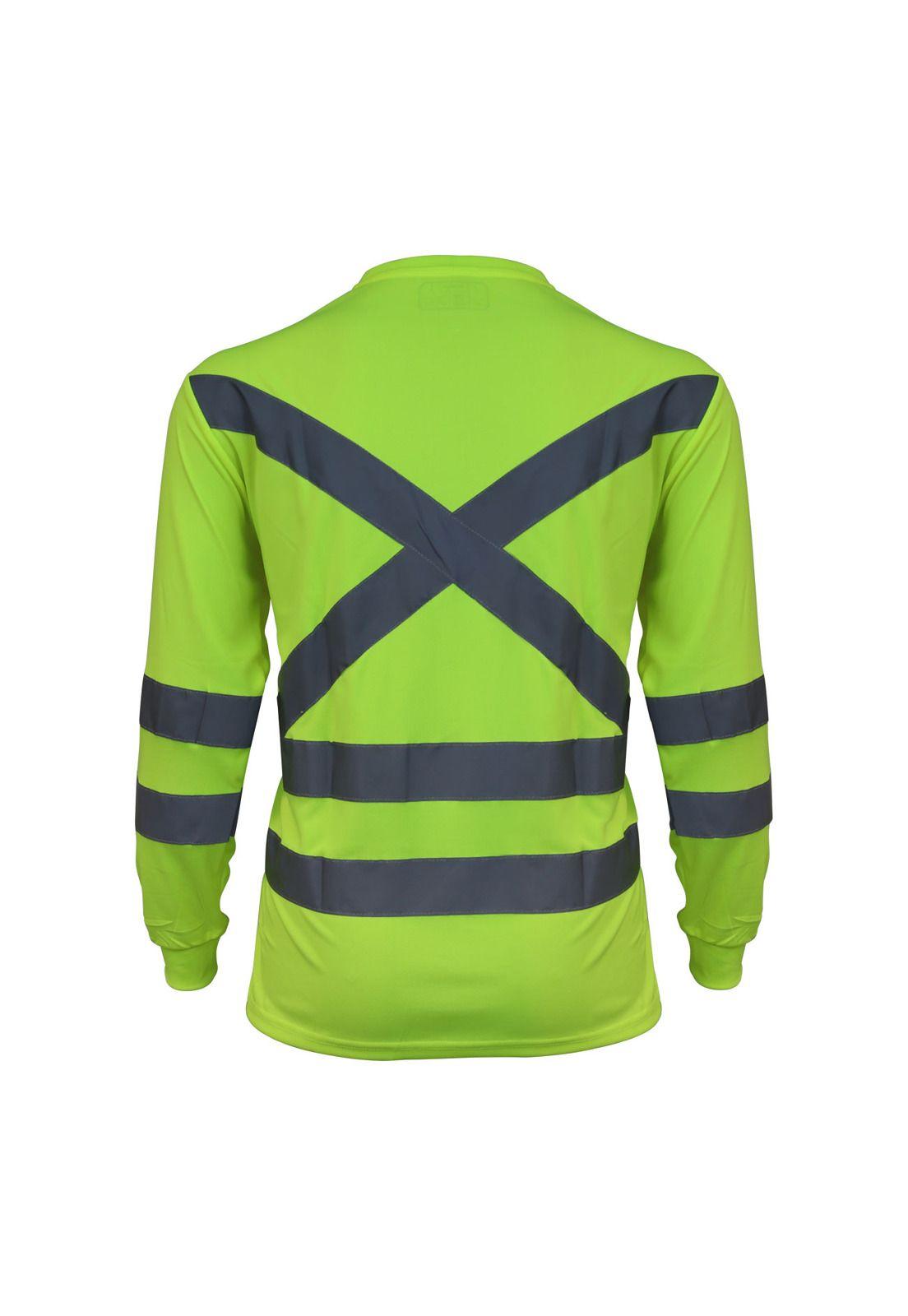 Polera Polo Dry Fit Verde Fluor M/Larga UPF 25-1
