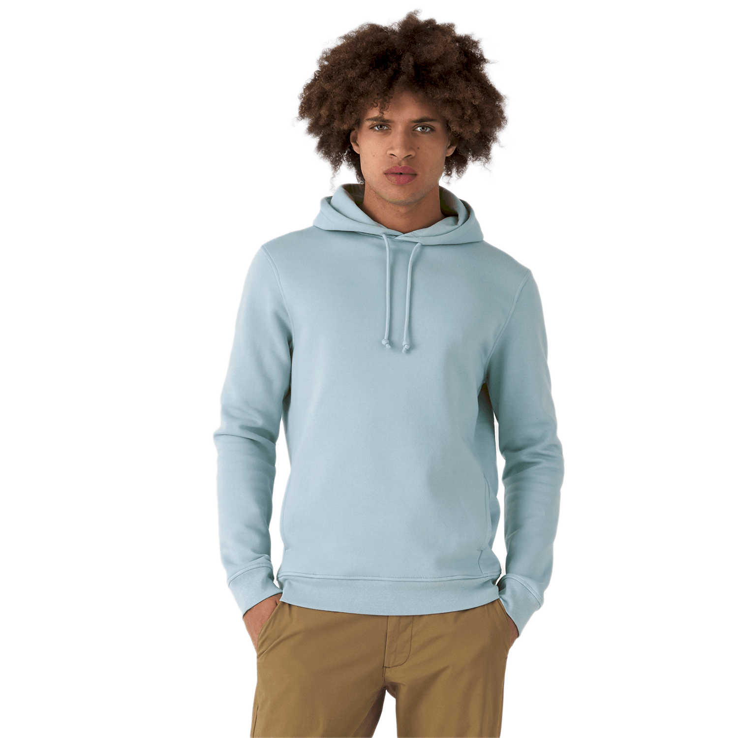 Poleron Premiun 100% Algodon Organico Hooded Celeste B&C-0