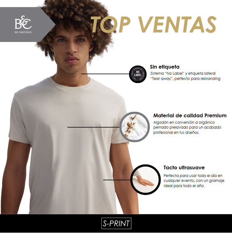 Polera Orgánica 100% Algodón Vegano #e150 Hombre Verde B&C-3