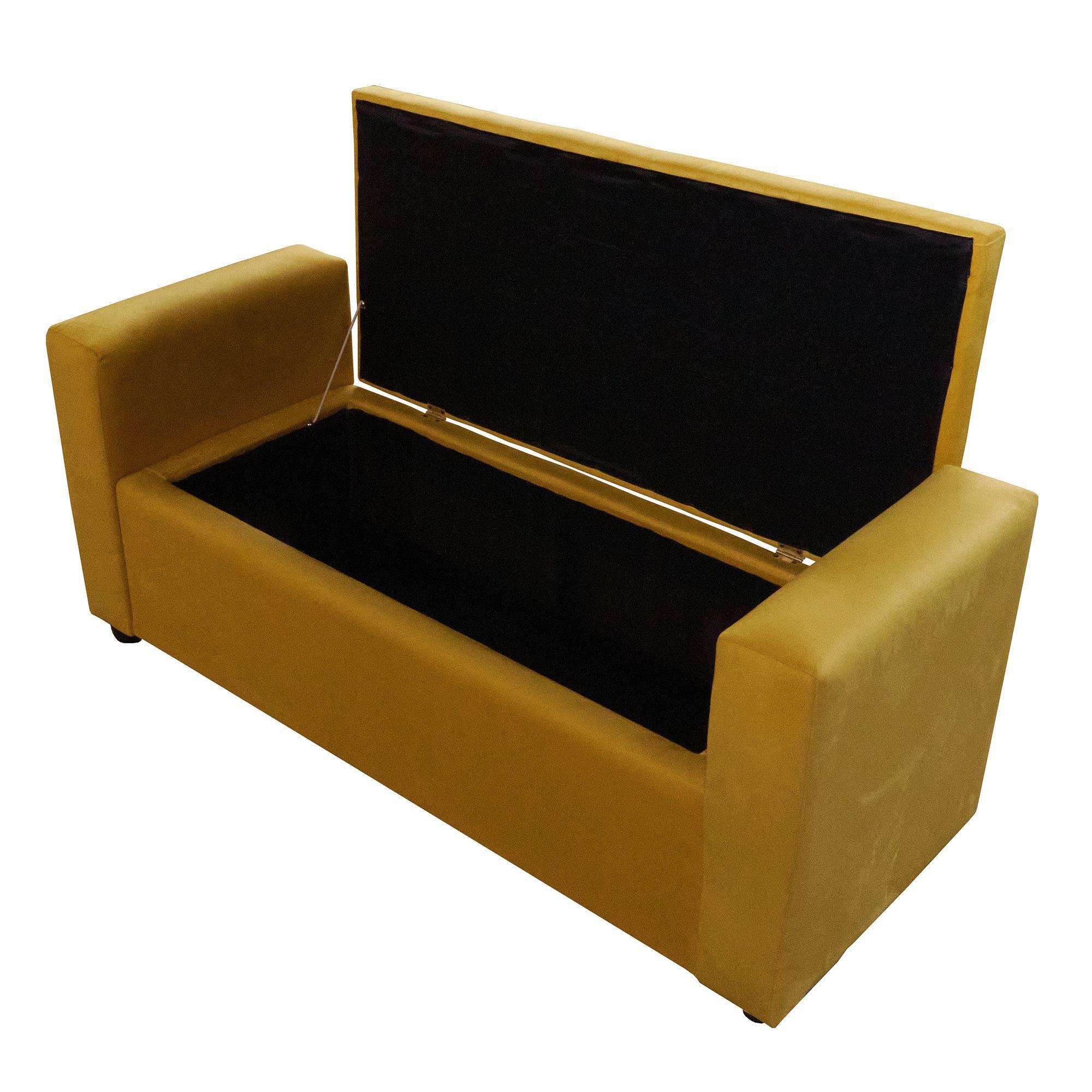 Banqueta Baul  120 en Felpa Mostaza-1