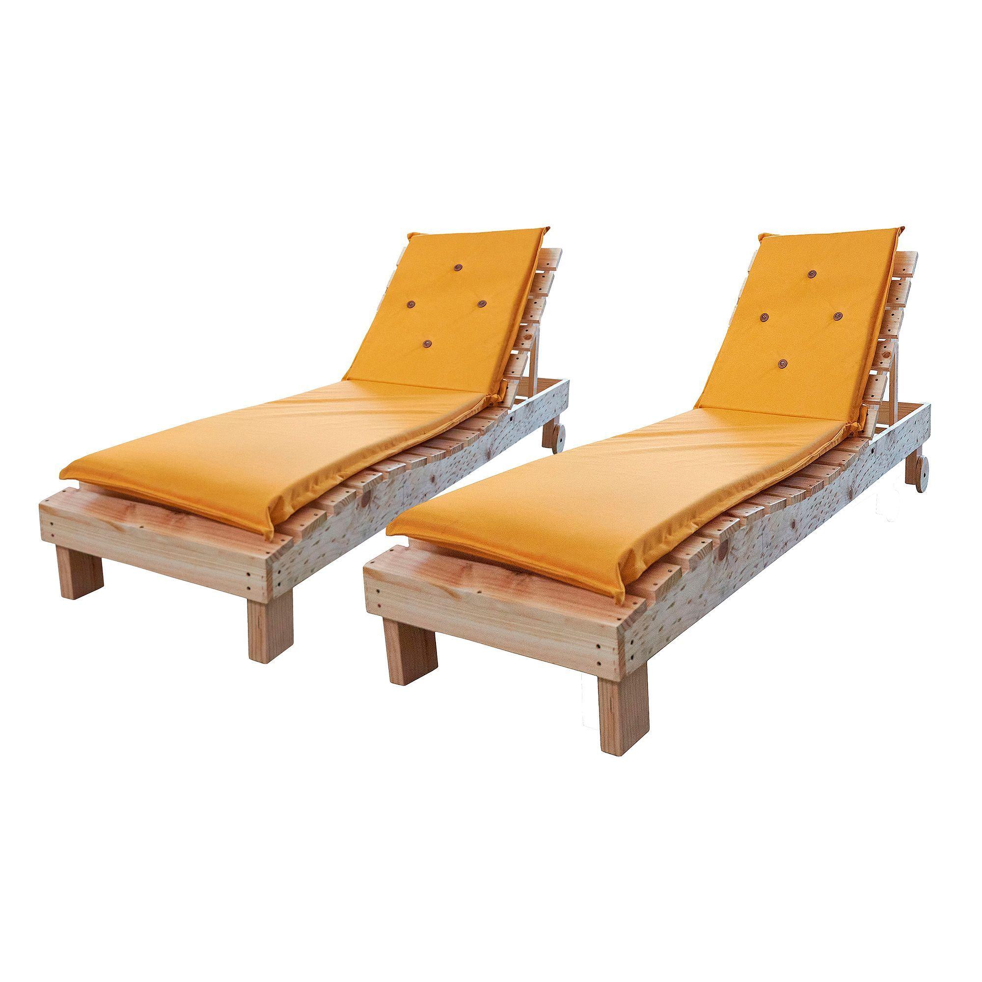 REPOSERAS PACK-2 TAPIZ " MOSTAZA" + MESA   EN MADERA NATURAL -0