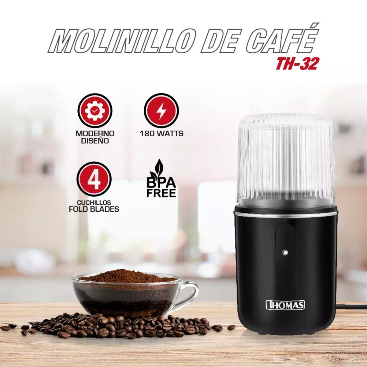 Molinillo Eléctrico de Cafe Thomas TH-32-2