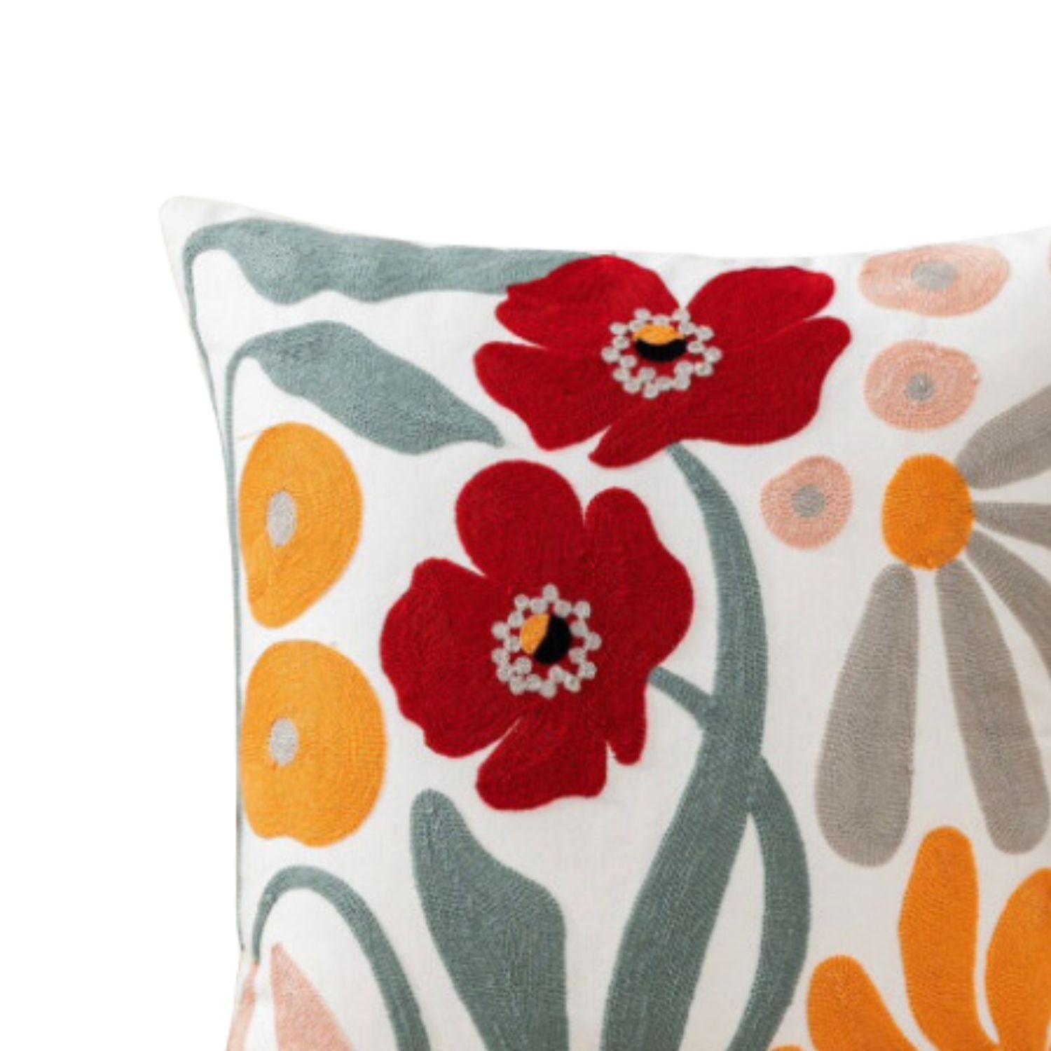 Funda Lino Flores Rojas 40x40cm-1