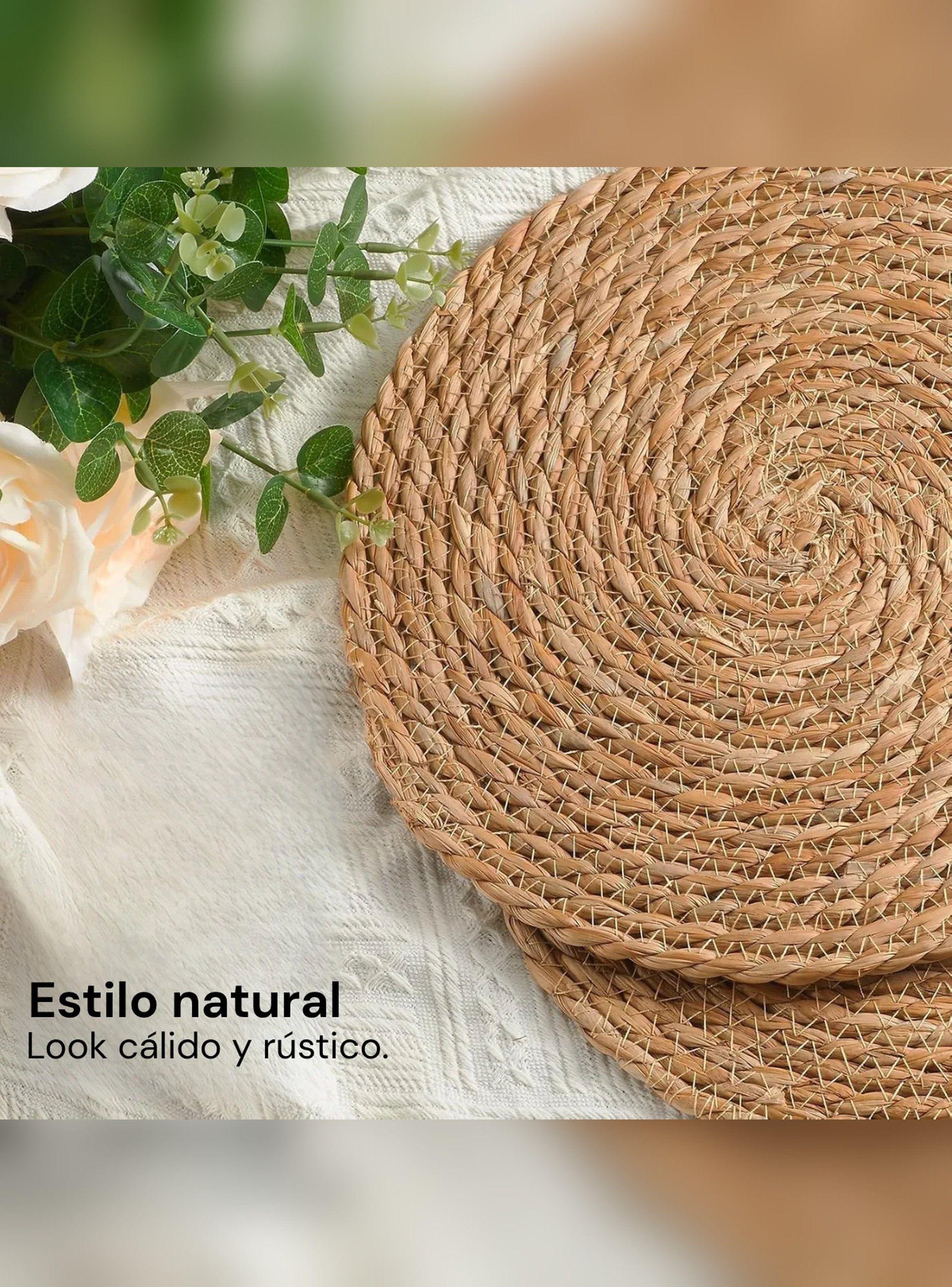 Individual Redondo Tejido Fibra Natural 36 cm Beige-3