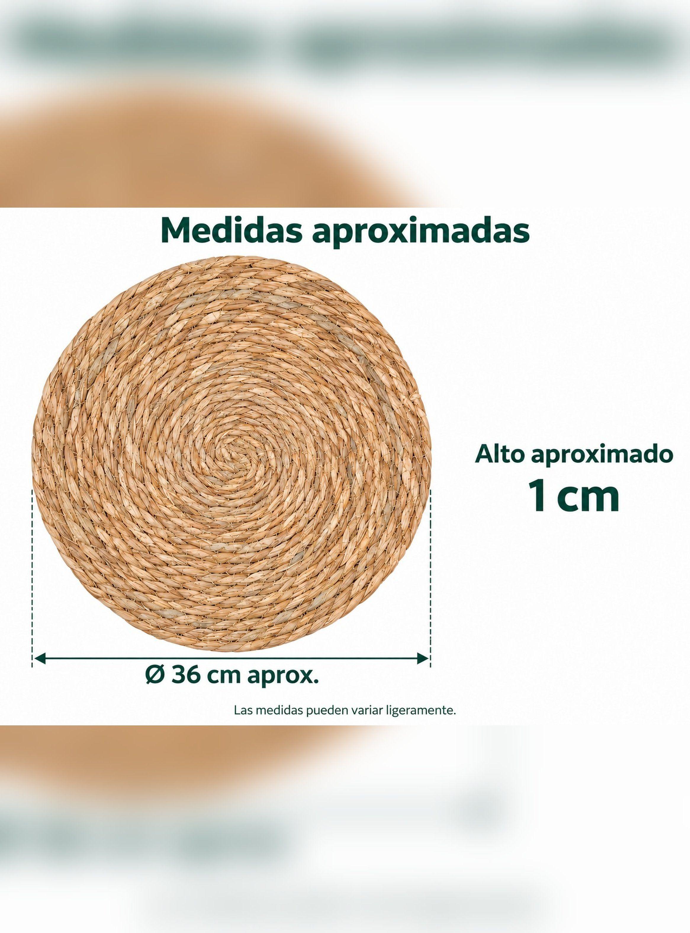 Individual Redondo Tejido Fibra Natural 36 cm Beige-5