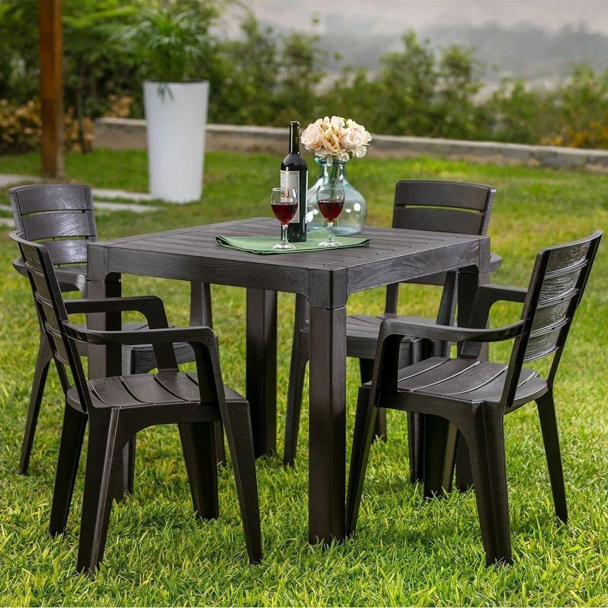 Set Moderno 4 Sillas Camping/terraza Modelo Roble Reyplast-6