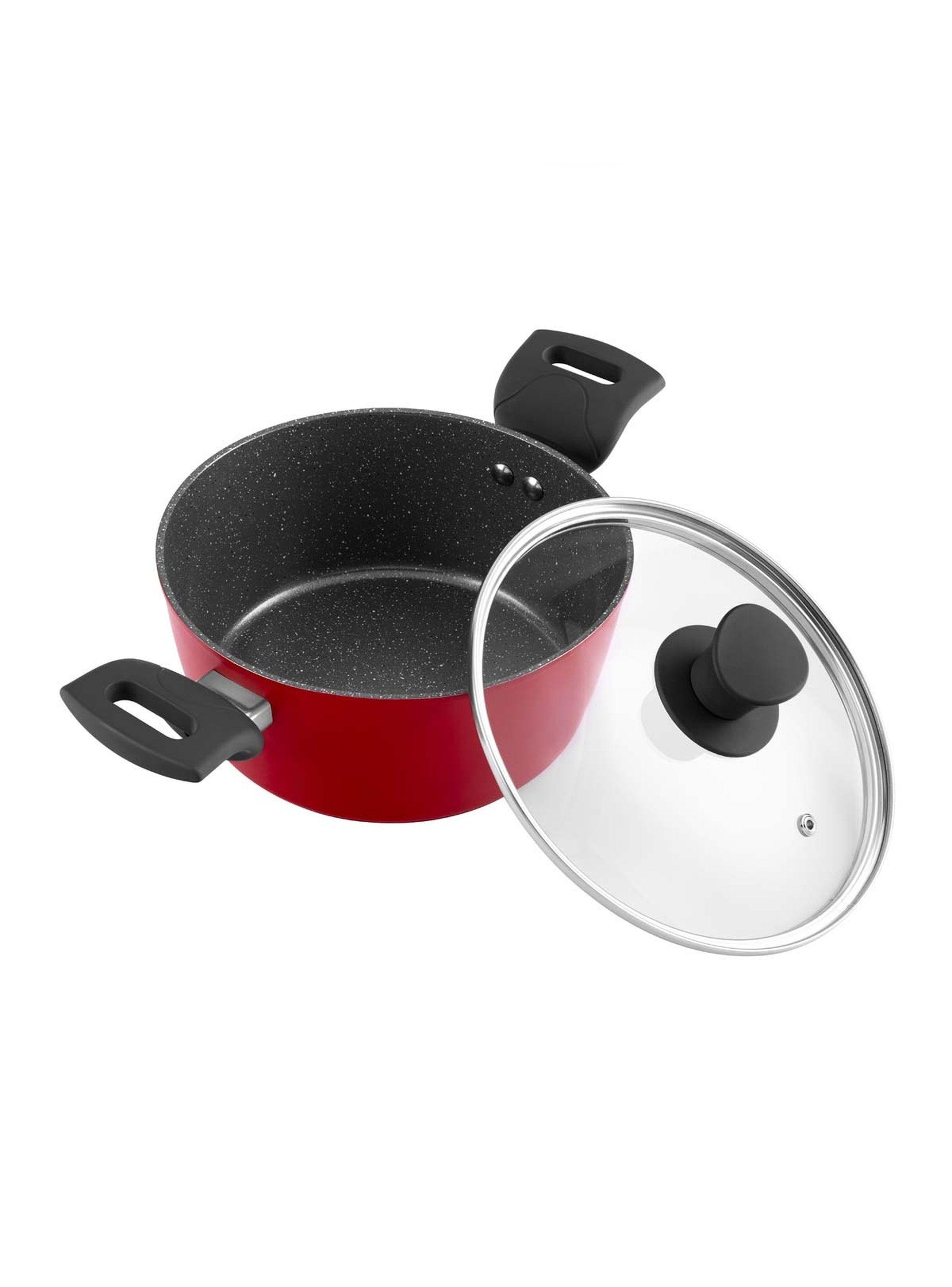 Batería Cocina Thomas TH-MB07RN 7 Piezas Ollas Sartén Rojo-3