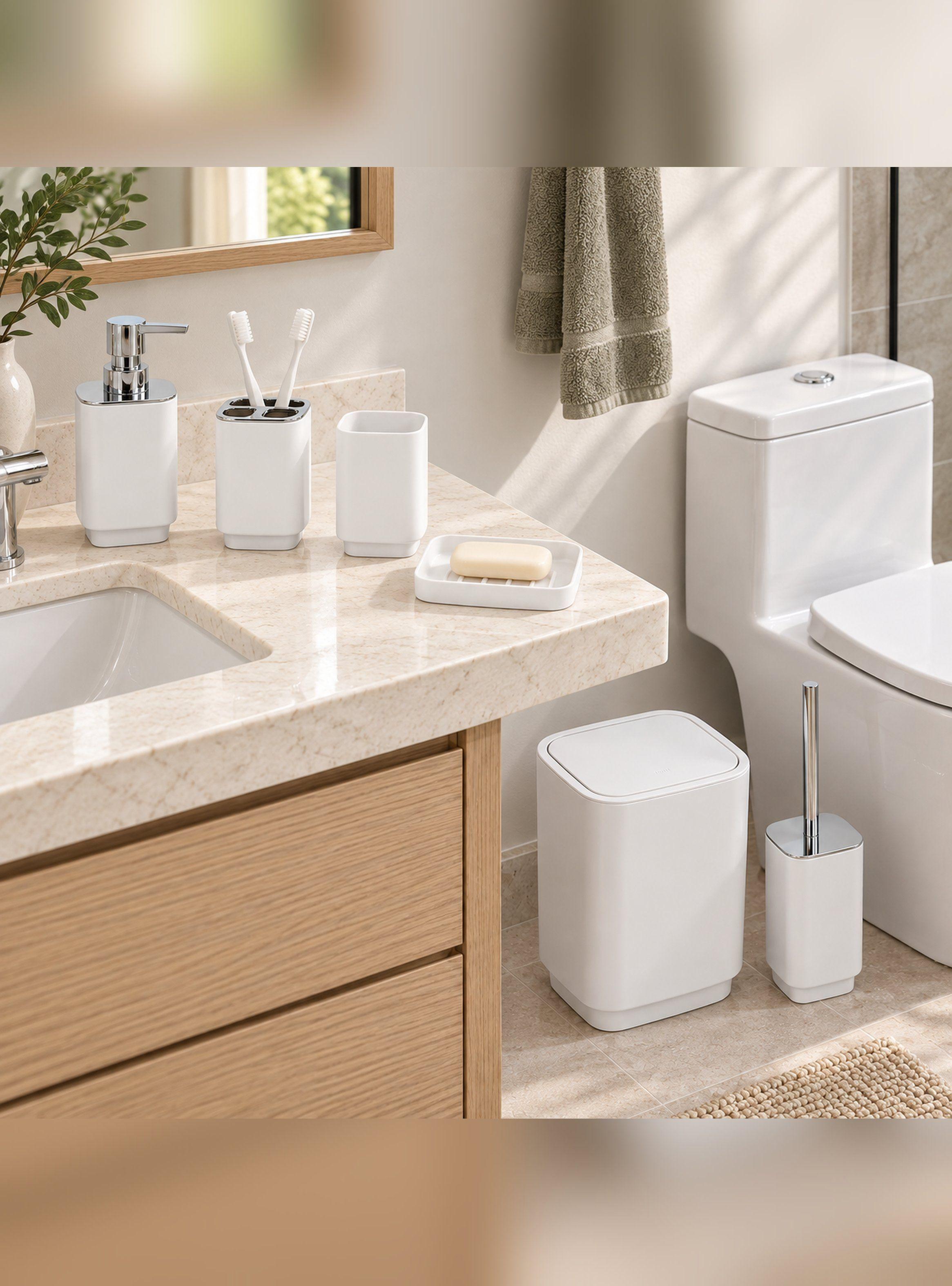 Set De Baño Completo 6 Piezas De ABS Con Basurero Dispensado-2