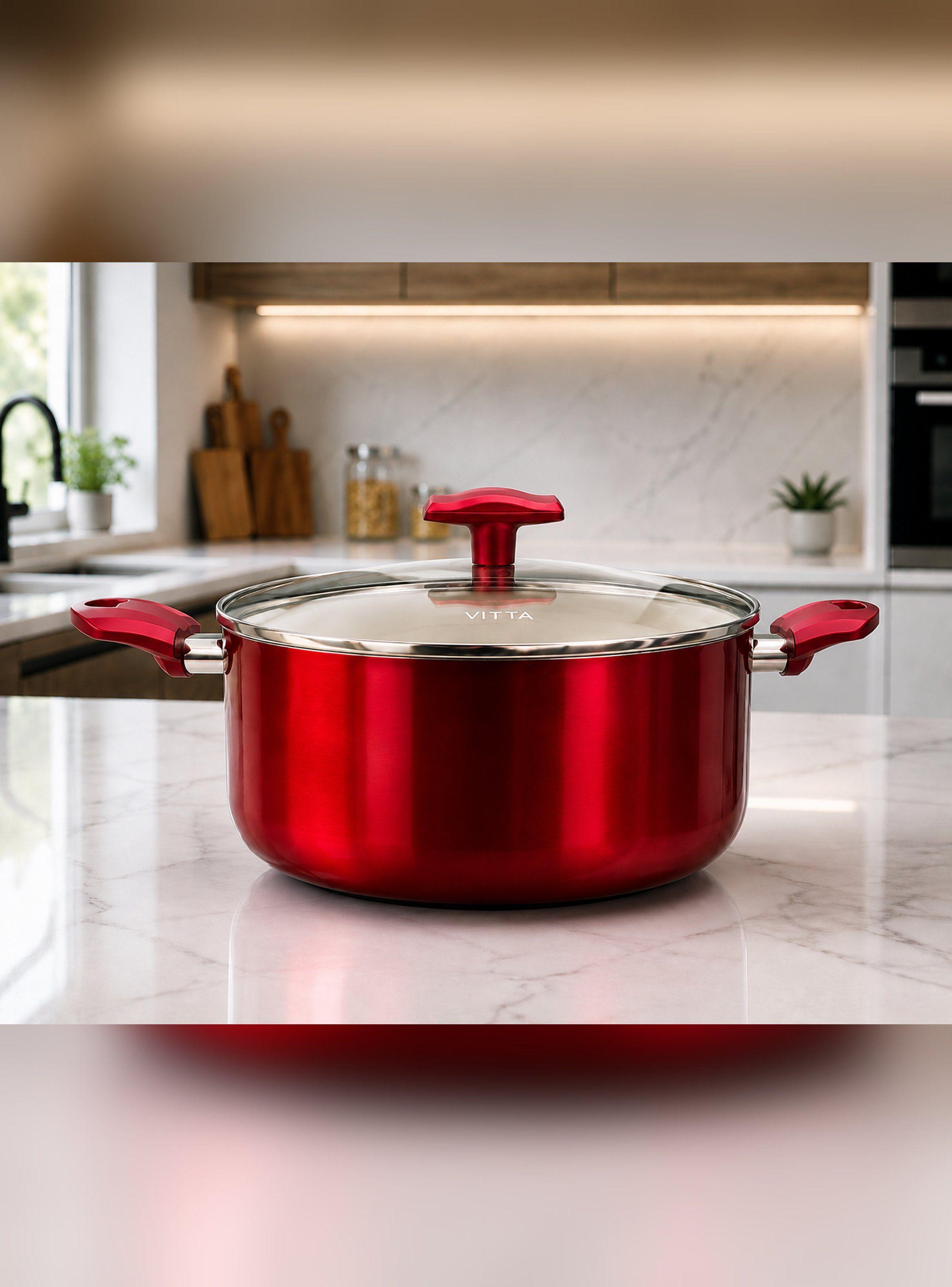 Olla Cacerola antiadherente Aluminio 28 CM 8,6 L Rosso Vitta-3