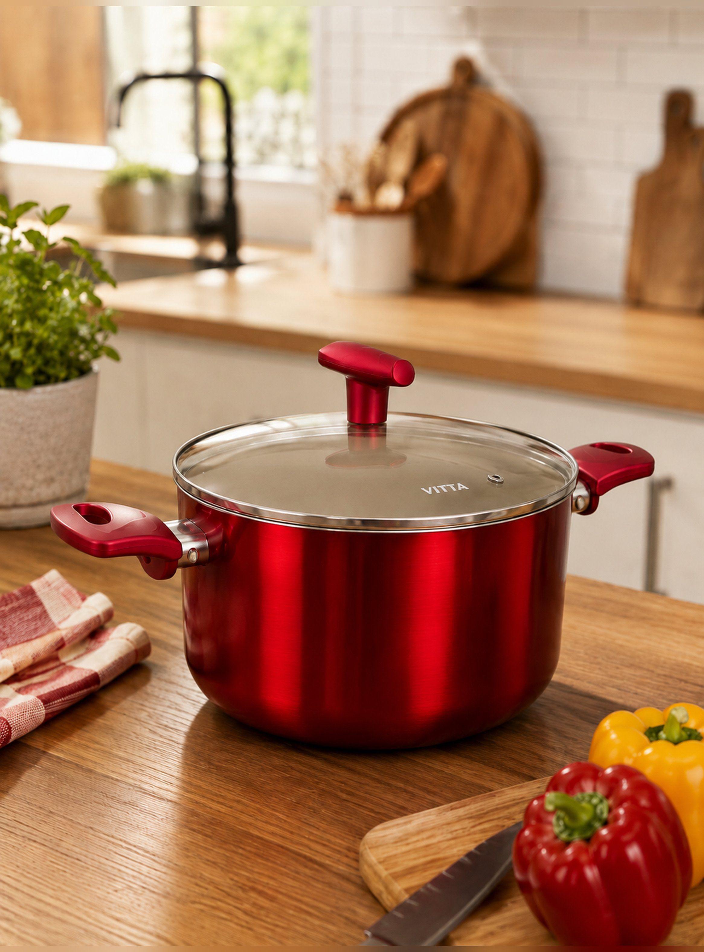 Olla Cacerola antiadherente Aluminio 28 CM 8,6 L Rosso Vitta-7