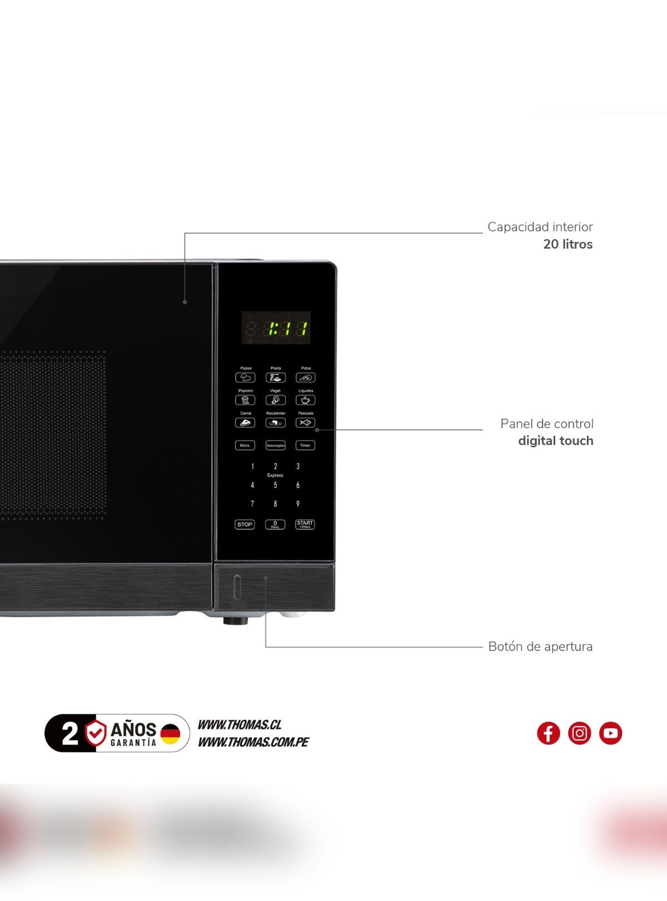 Microondas Digital Thomas TH-MW20DN 20 L 700W Touch Negro-5