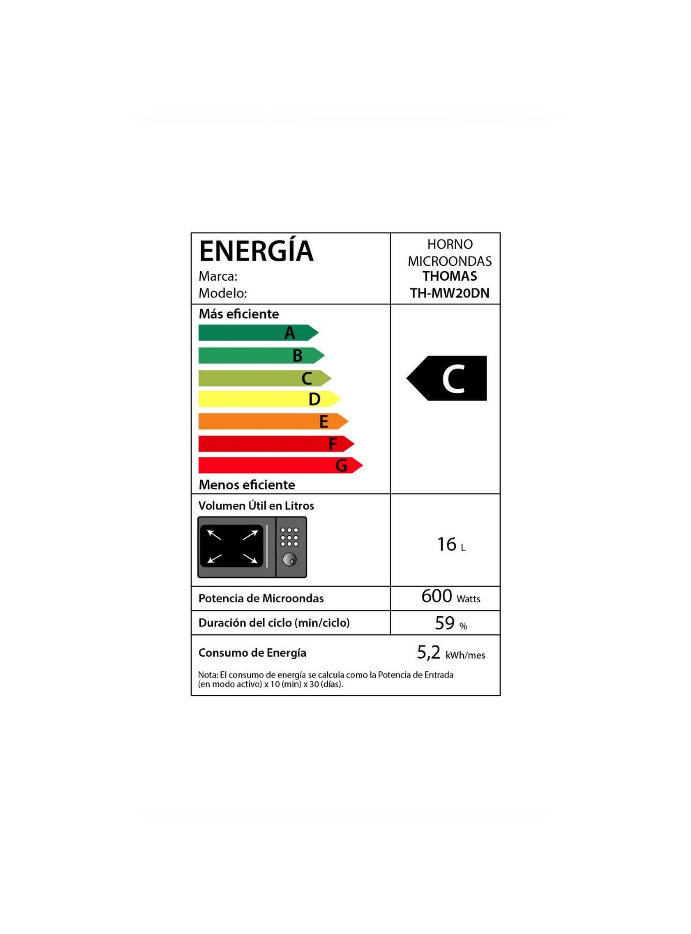 Microondas Digital Thomas TH-MW20DN 20 L 700W Touch Negro-7
