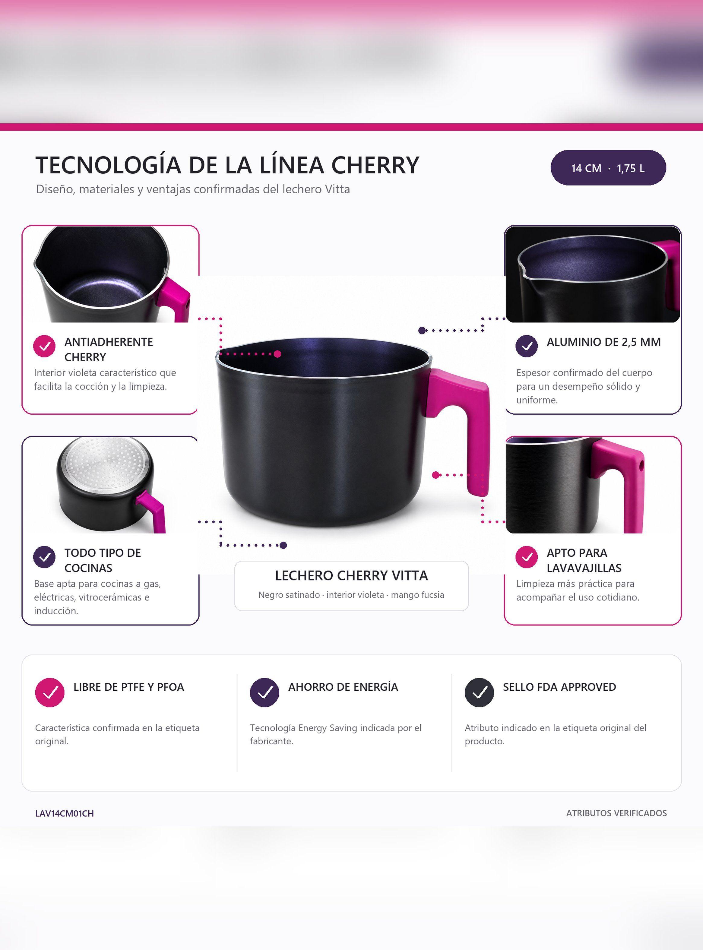 Lechero Antiadherente Vitta Cherry 1,75 L 14 cm de Aluminio-3