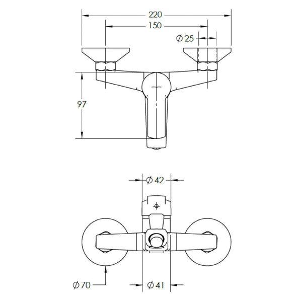 Monomando Llave Grifo Para Tina Ducha Modelo Arezzo Negro Mate-2
