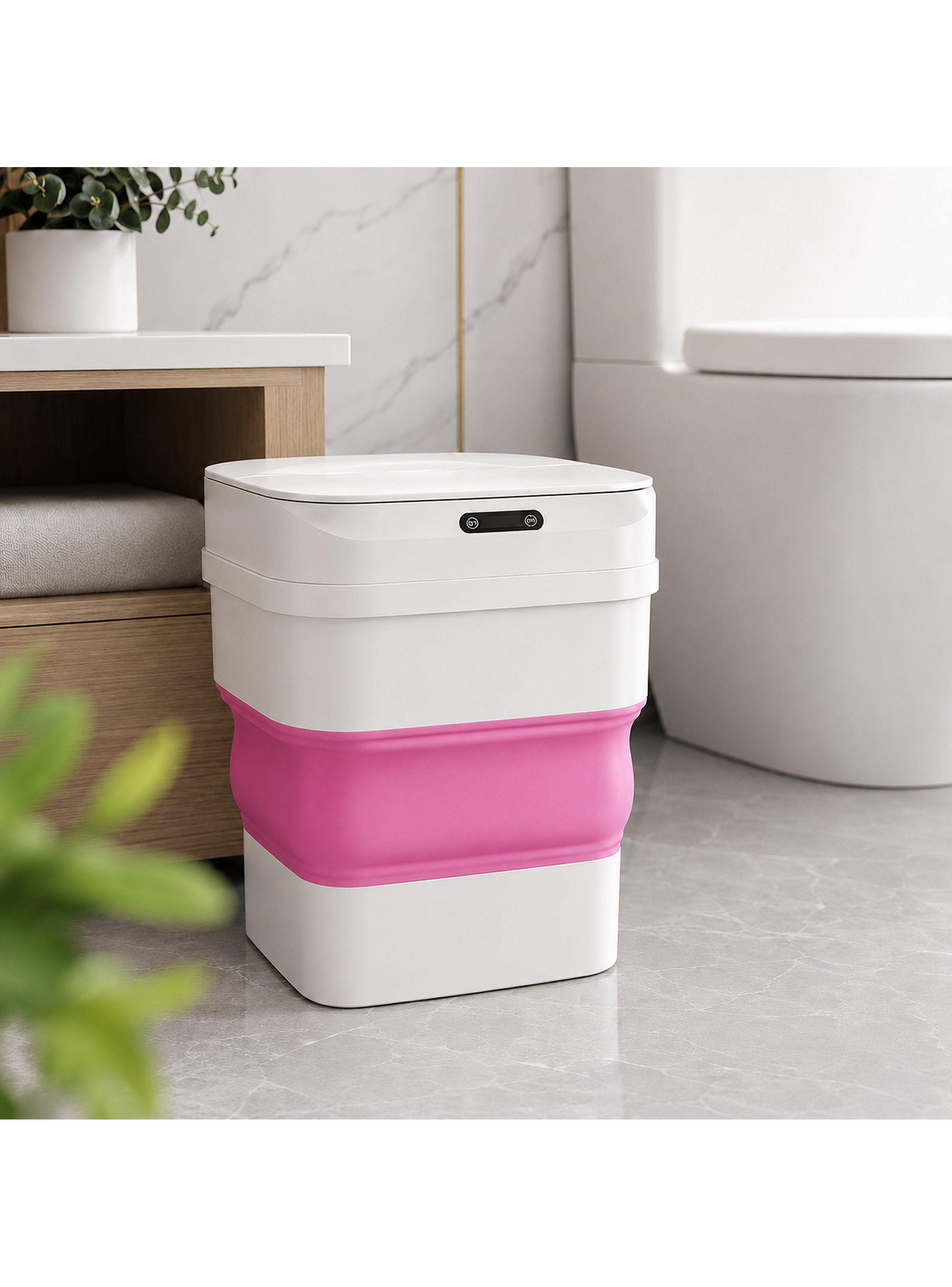 Basurero Plegable Con Sensor Apertura Automatica Color Rosa-6