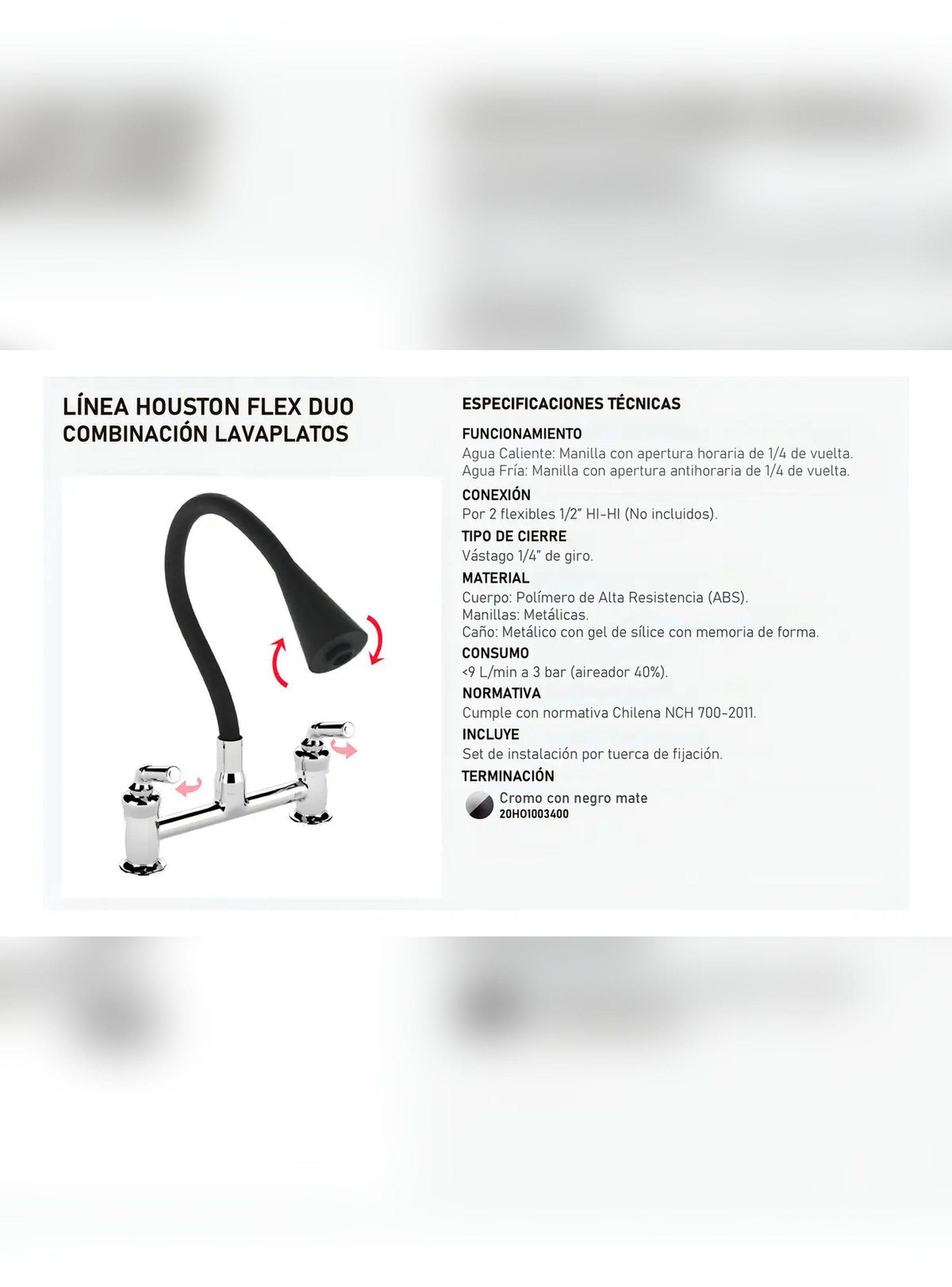 Combinacion Llave Grifo Lavaplatos Cuello Flexible Houston-2