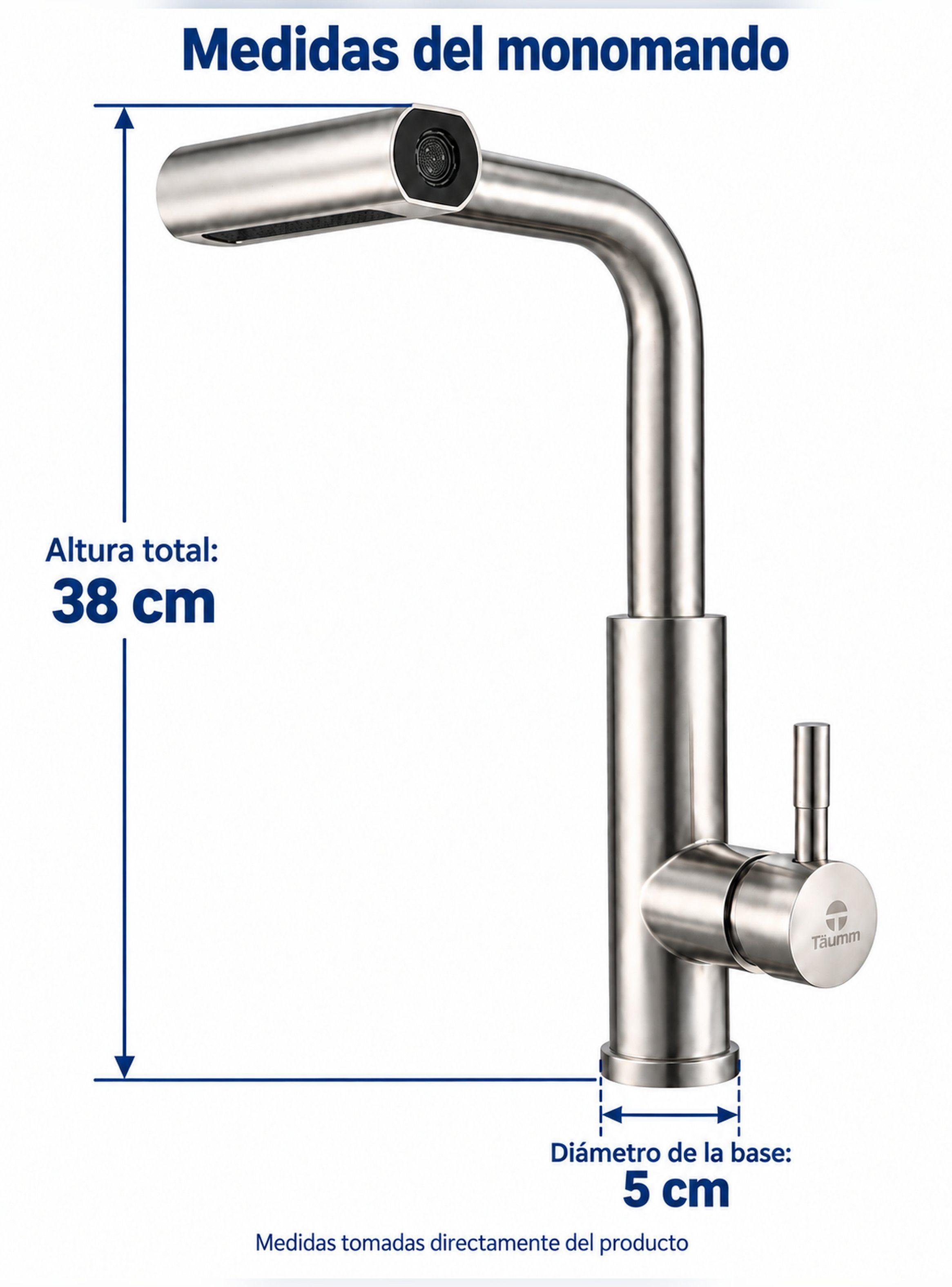 Monomando Llave Grifo Lavaplatos Extraíble 4 Chorros Täumm-5