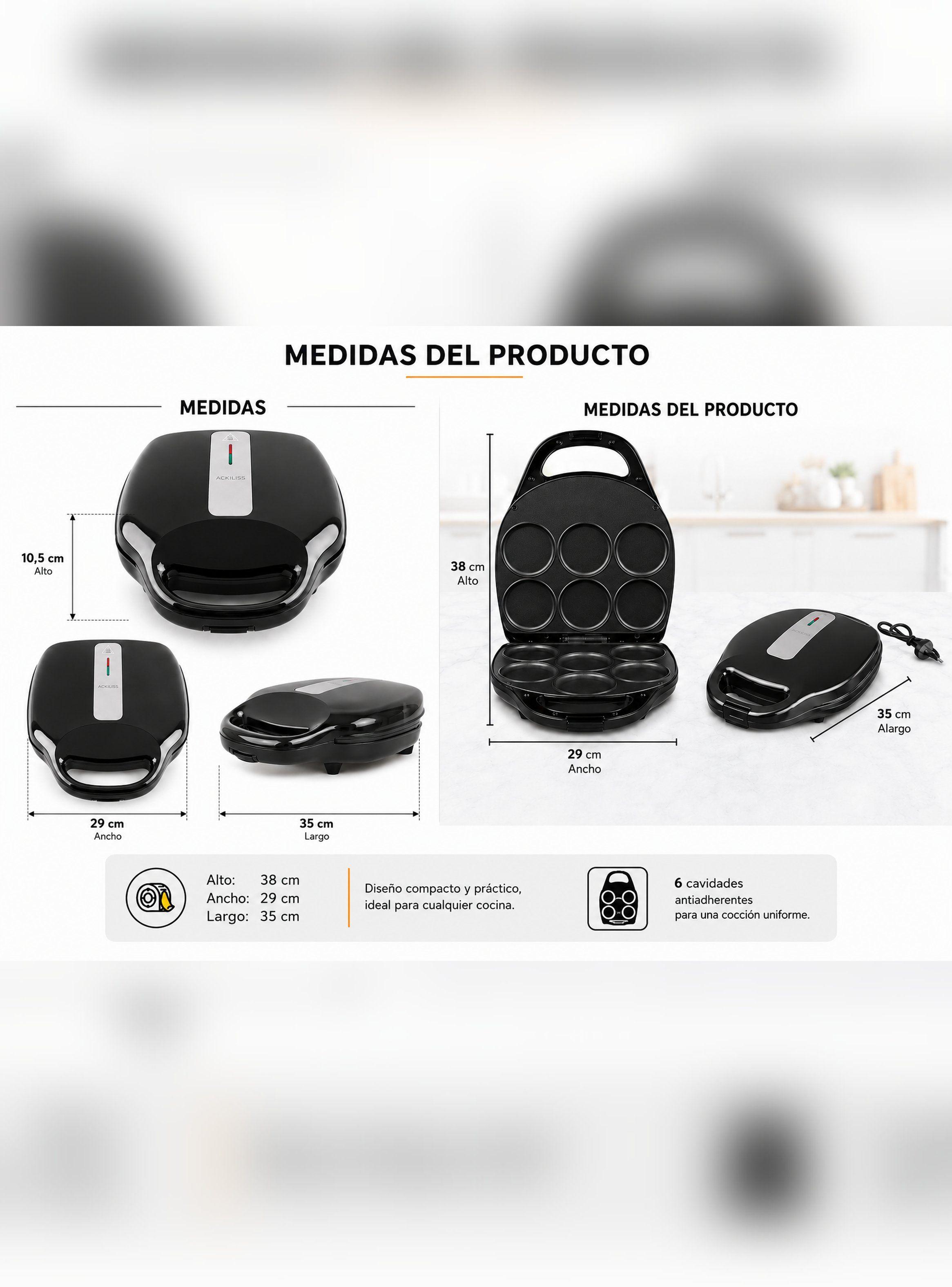 Maquina Muffins cupcakes Arepas Multiuso Antiadherente 1400W-8