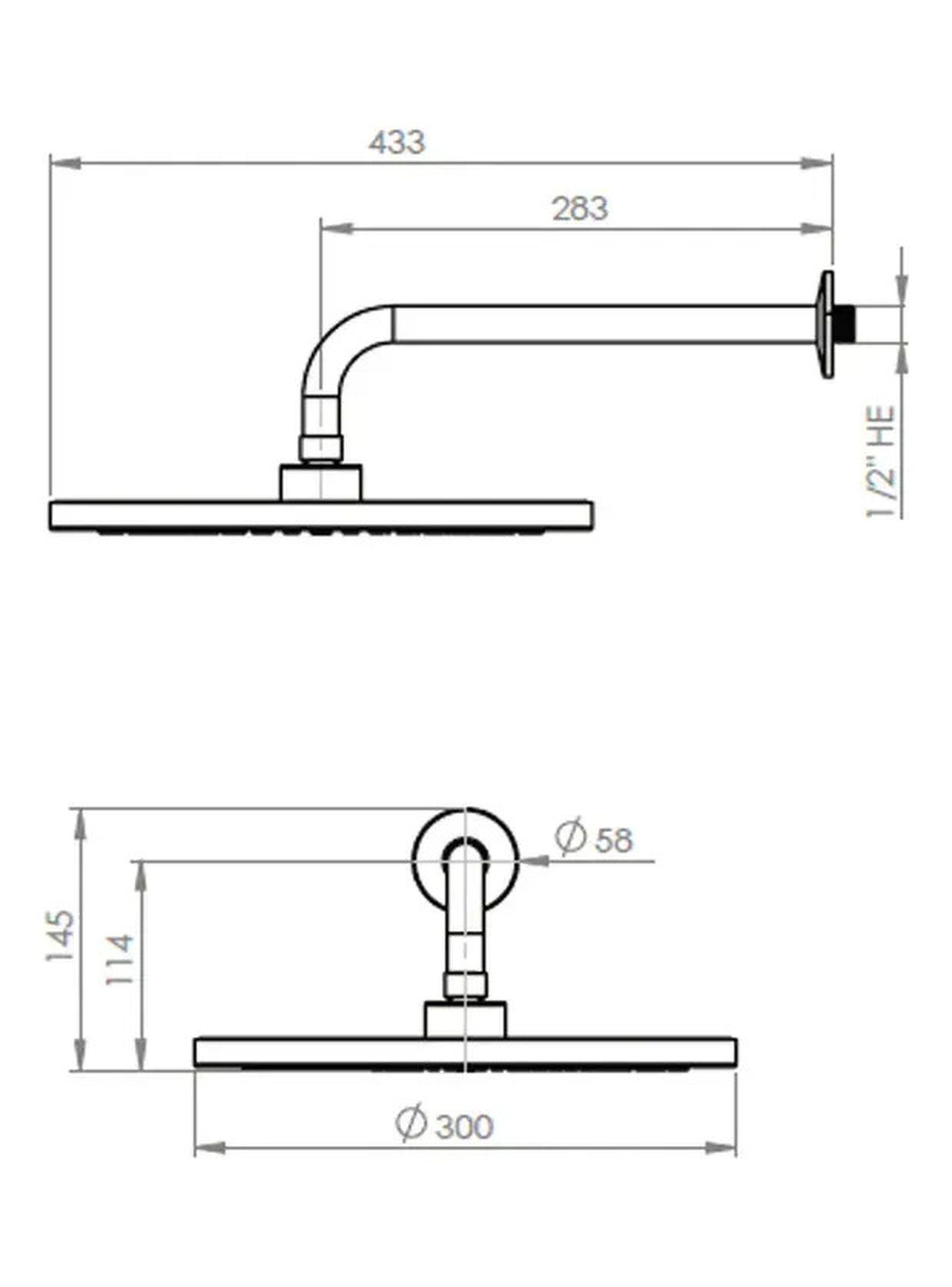 Plato Ducha Regadera Grifo 30 Cm Con Brazo-3