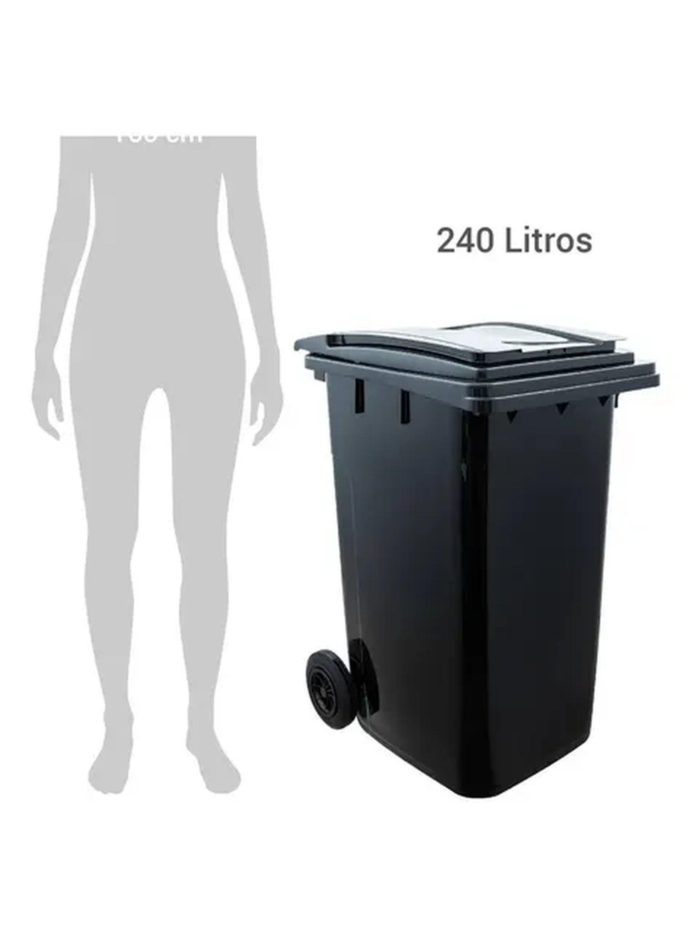 Basurero Industrial Reyplast 240L Gris Tapa Verde-7