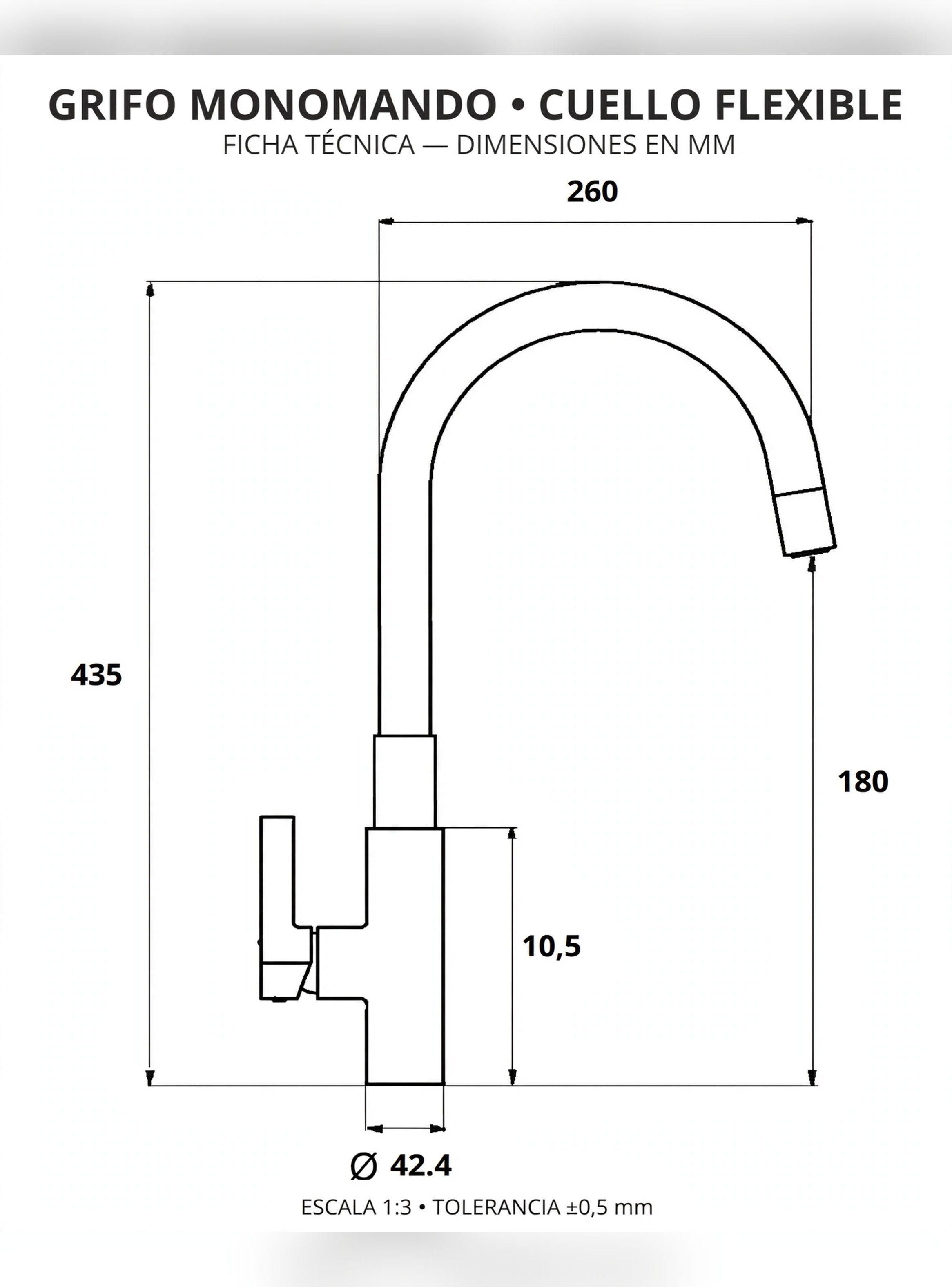 Monomando Llave Grifo Cuello Flexible Para Lavaplatos Taumm-6