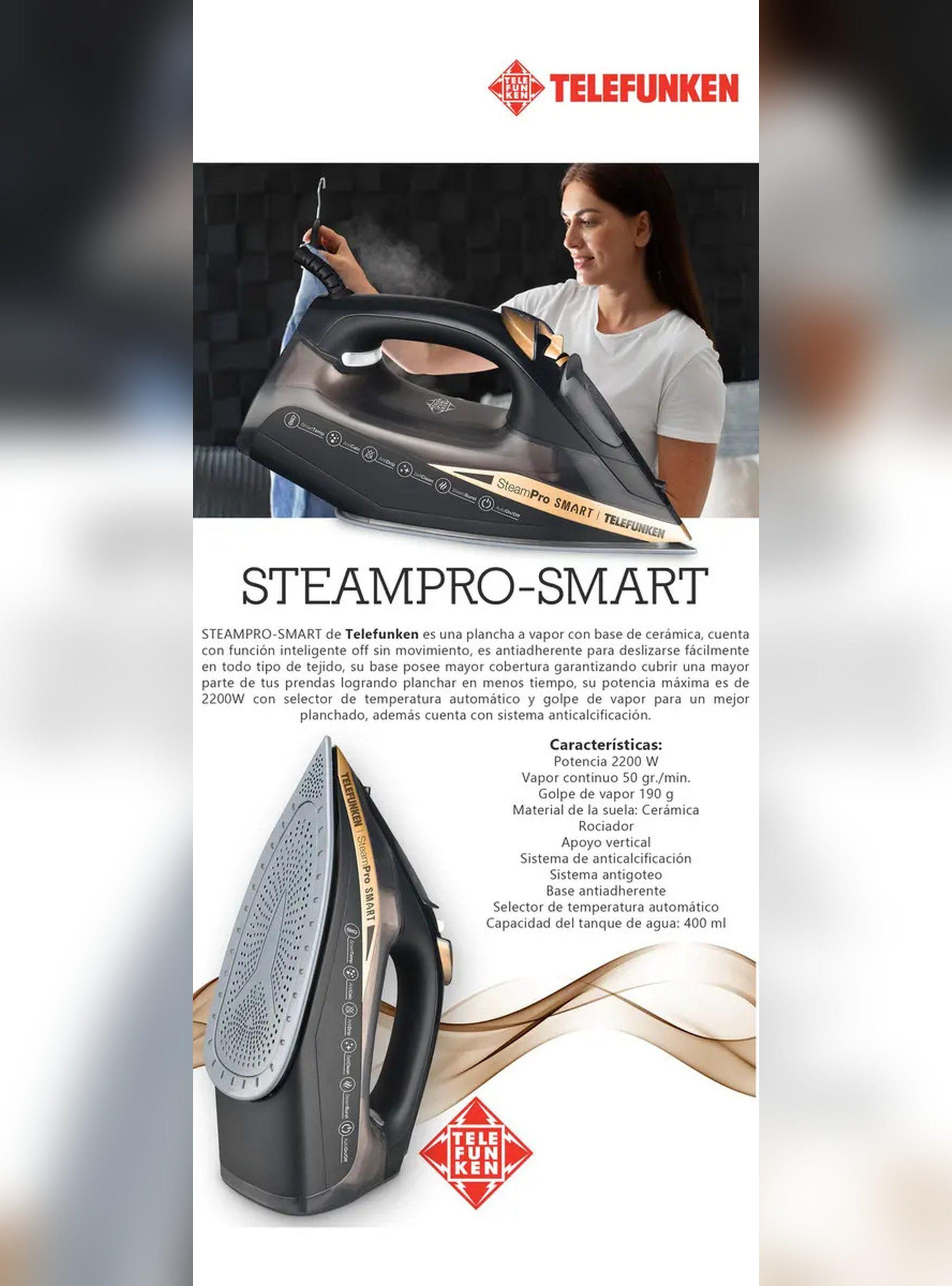 Plancha a Vapor 2200W Base Cerámica Telefunken Steampro-6