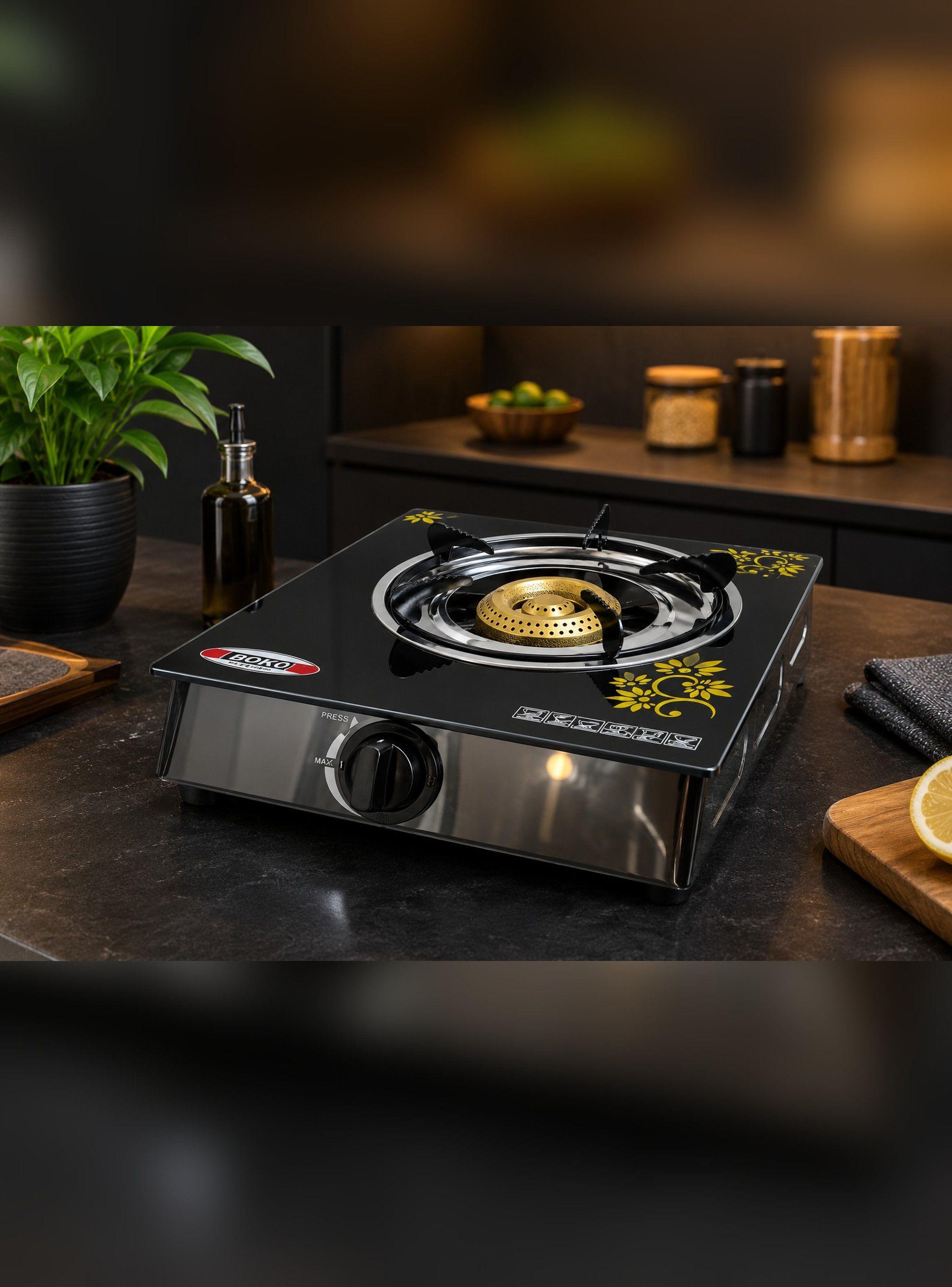 Cocina A Gas 1 Plato Vidrio Templado Marca New Line-2