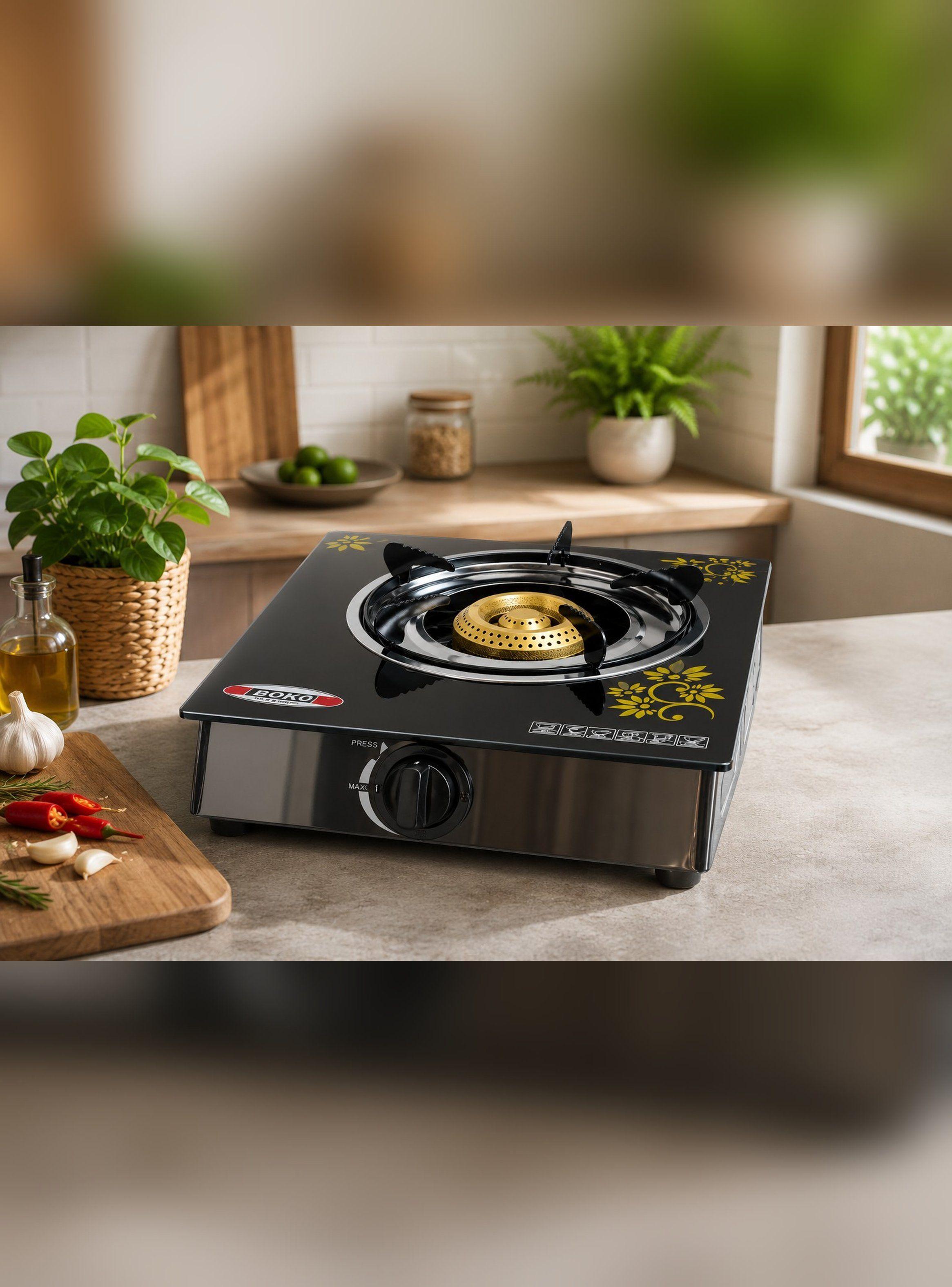 Cocina A Gas 1 Plato Vidrio Templado Marca New Line-3