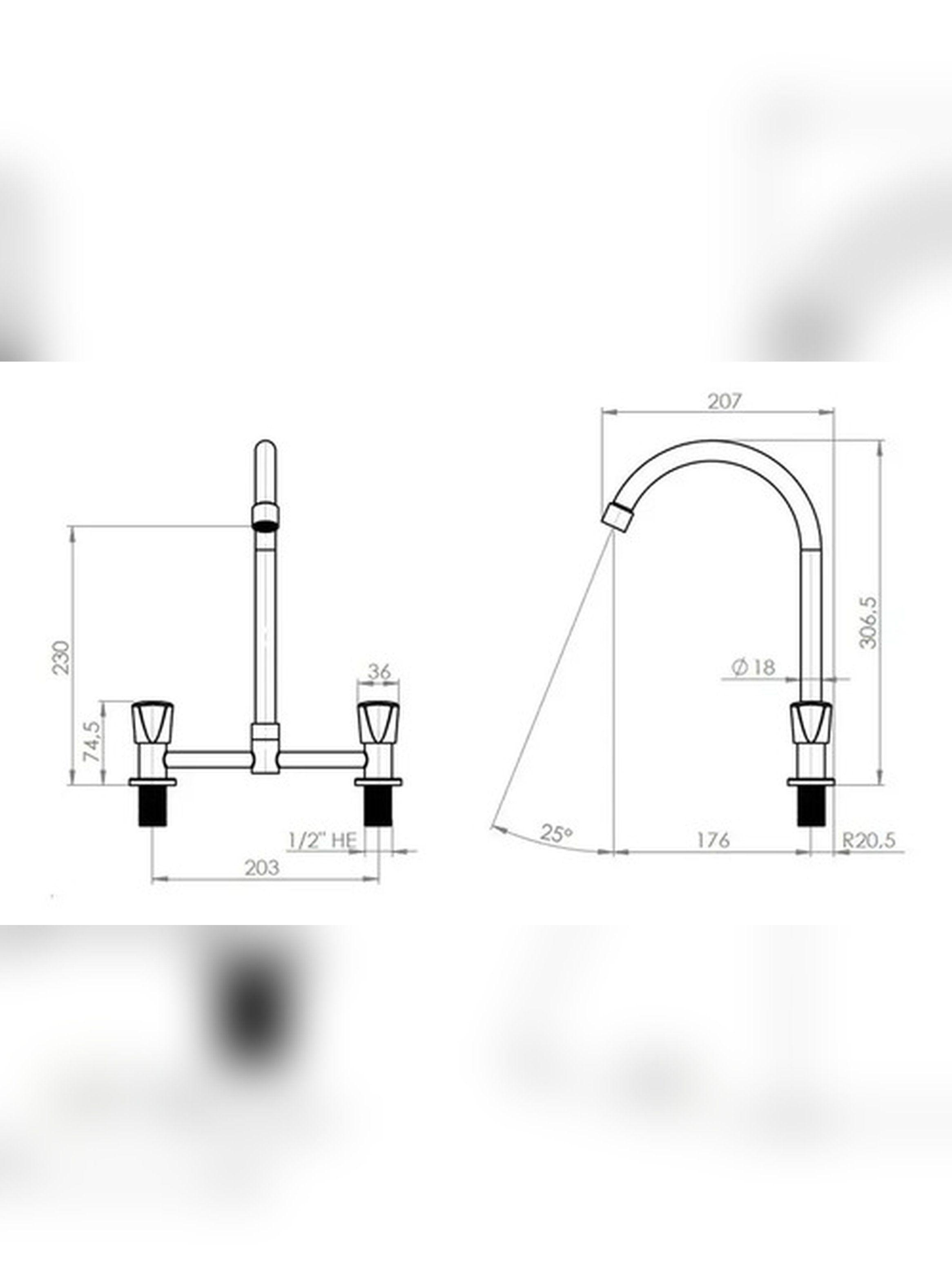 Combinación Grifo Llave Doble Para Lavaplatos Delia Stretto-6