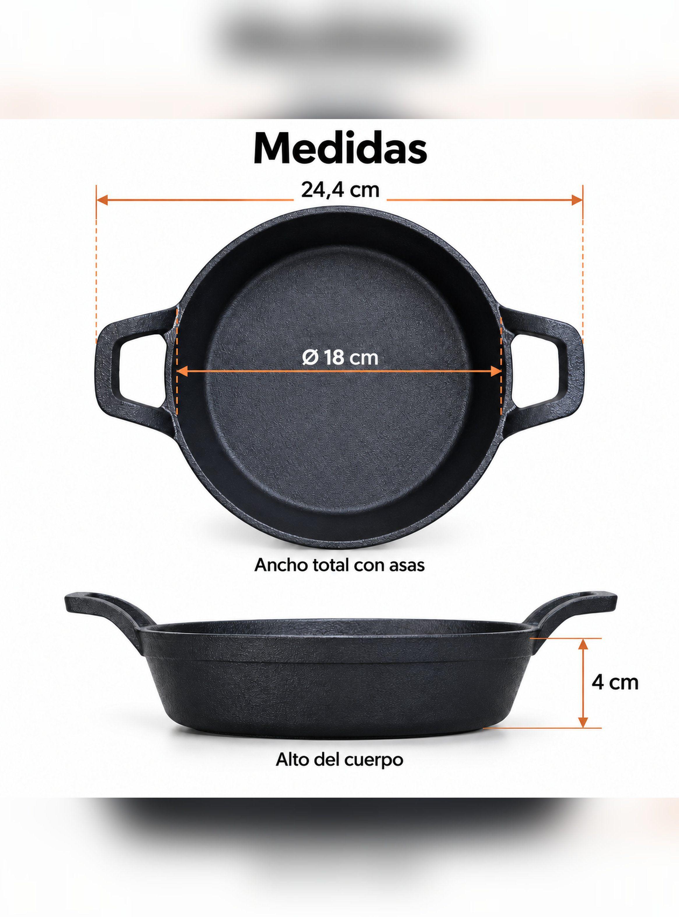 Paila de Fierro Fundido Bolton 18 cm con Dos Asas Negra-5