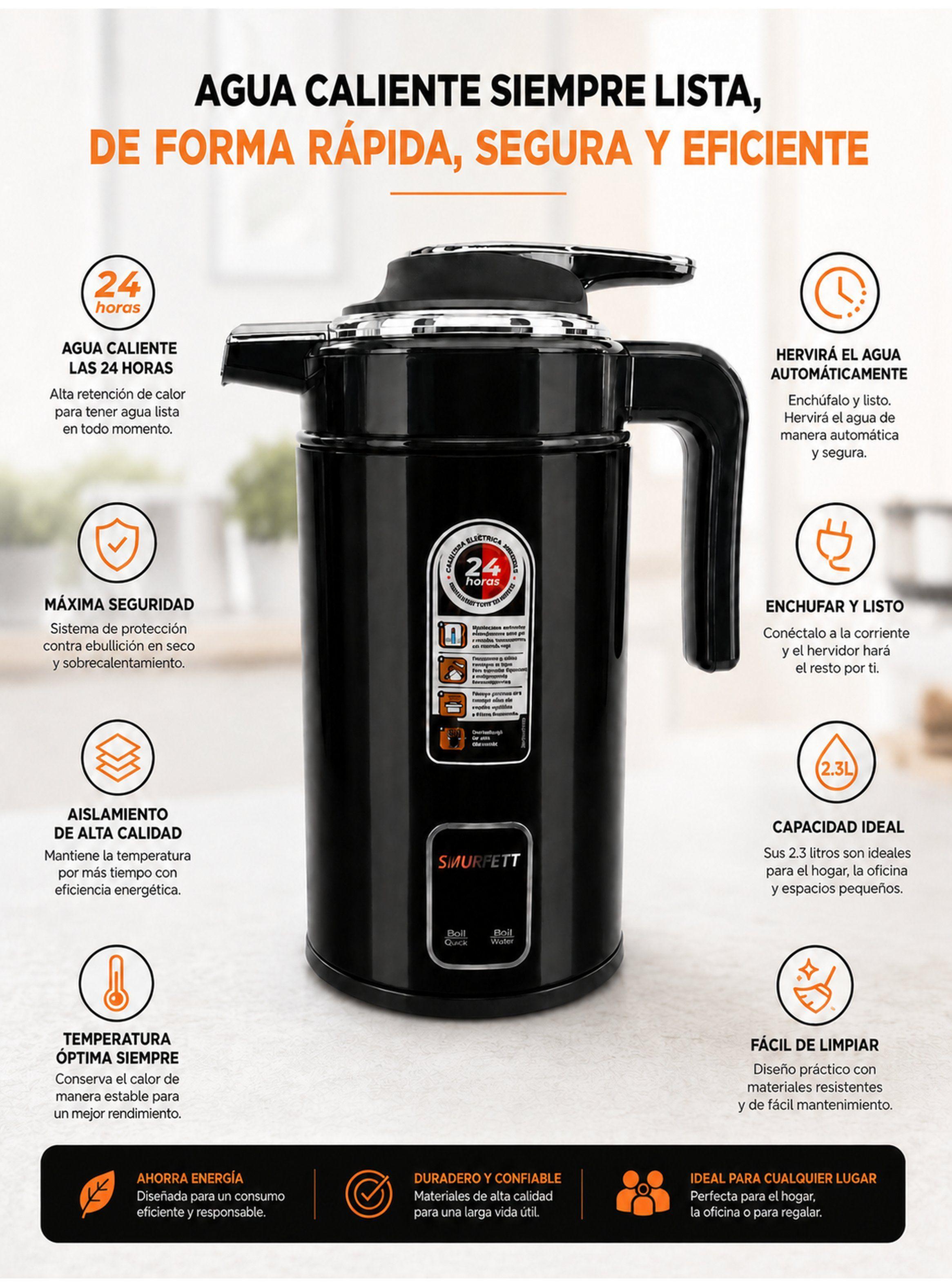 Termo Hervidor Electrico 2.3 Litros 1500W  Color Negro-2