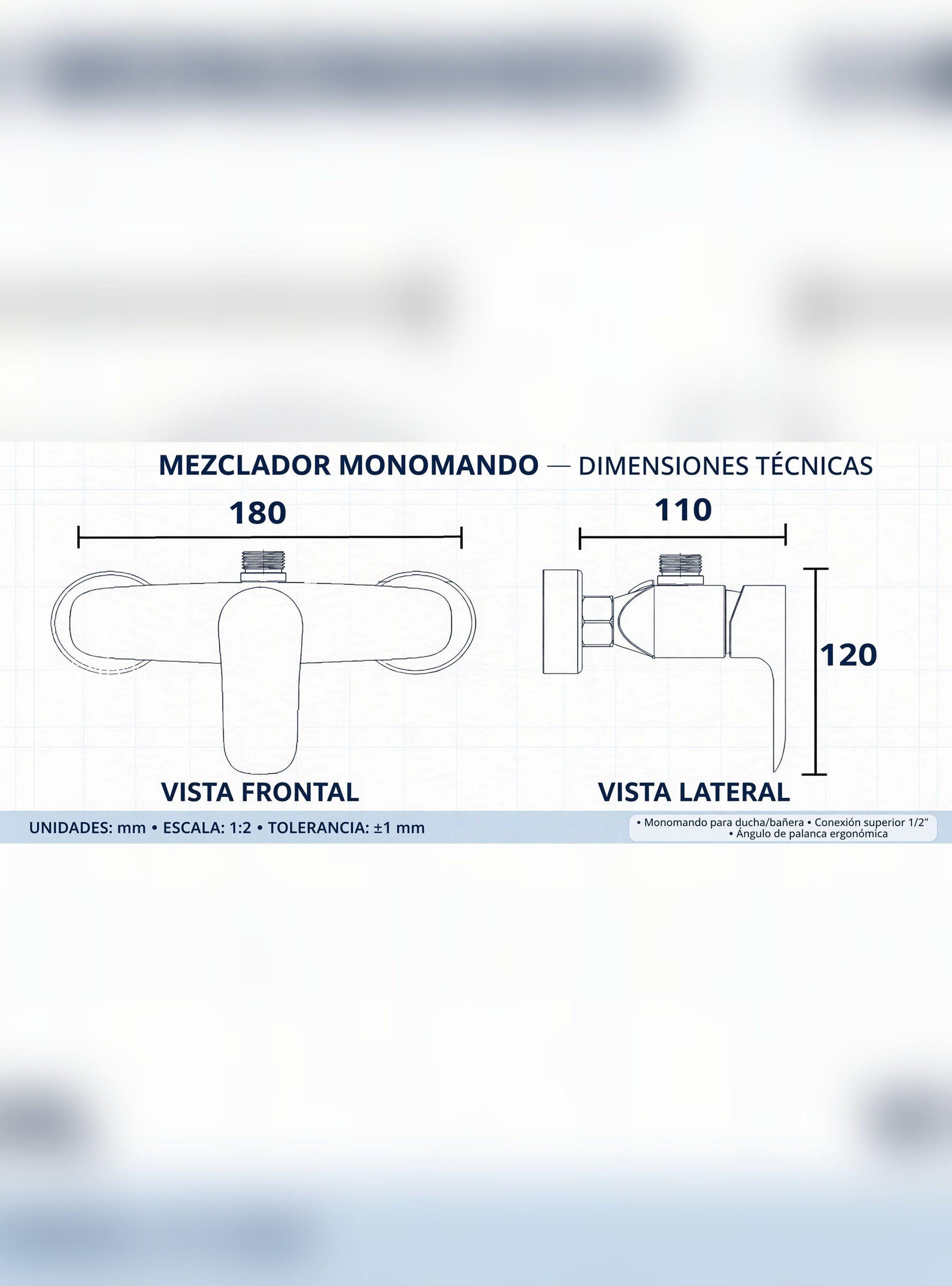 Monomando Llave Grifo Para Ducha Modelo Notte Marca Taumm-4