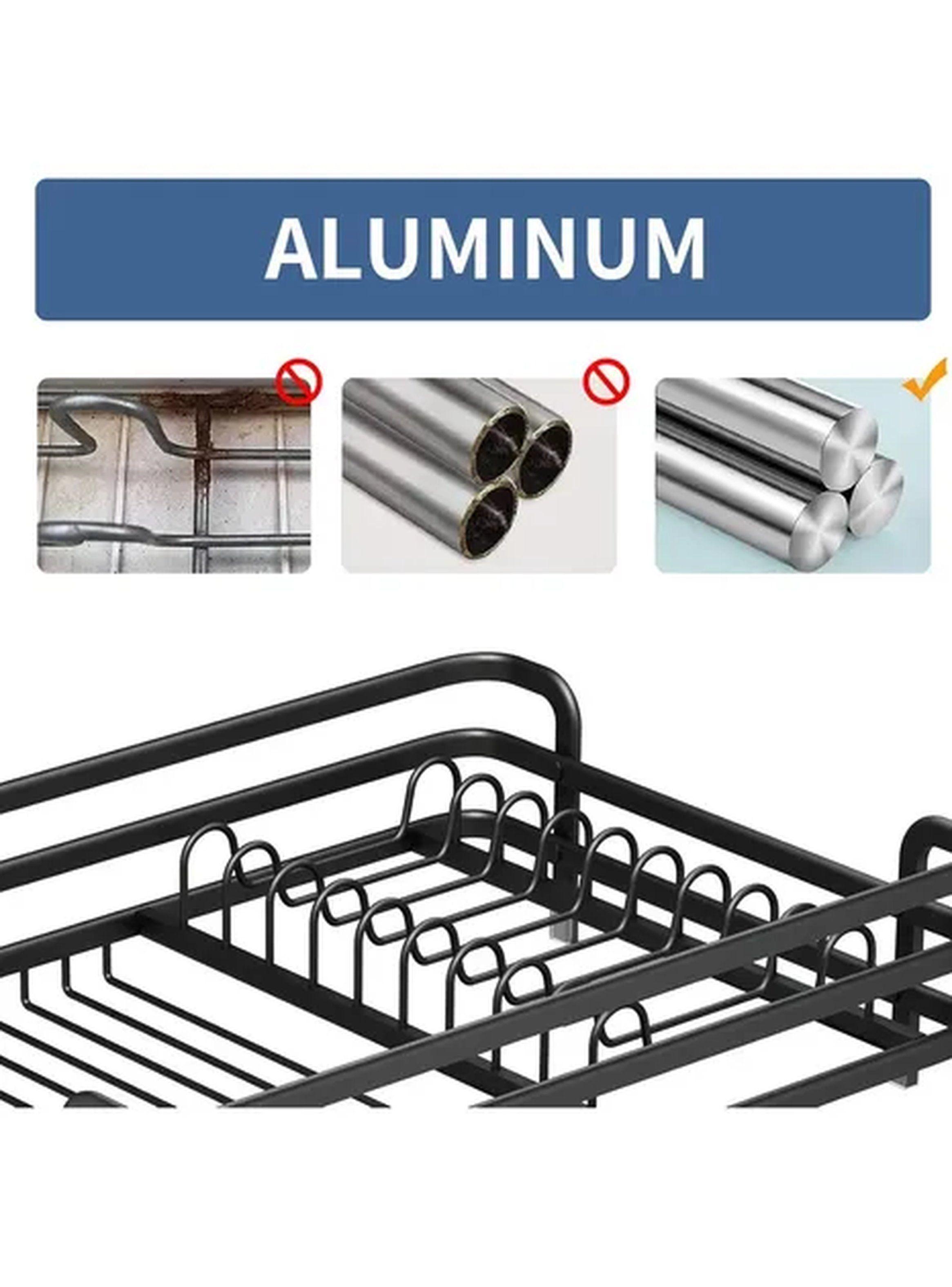 Secaplatos Escurridor De Aluminio Negro Con Cubiertero-4