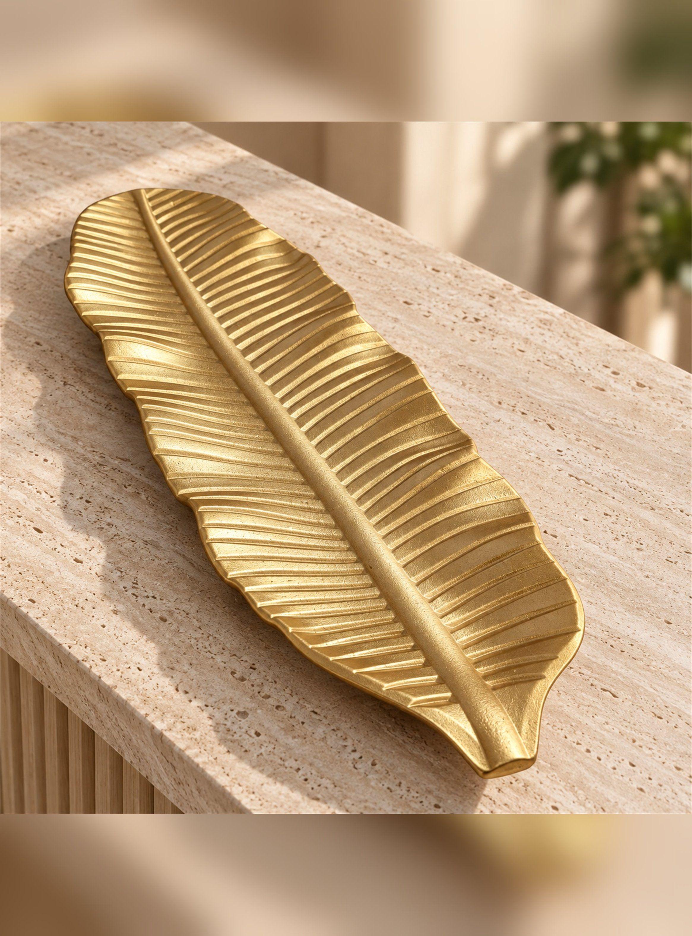 Bandeja Decorativa Hoja Alargada Estilo Moderno 47 cm-3