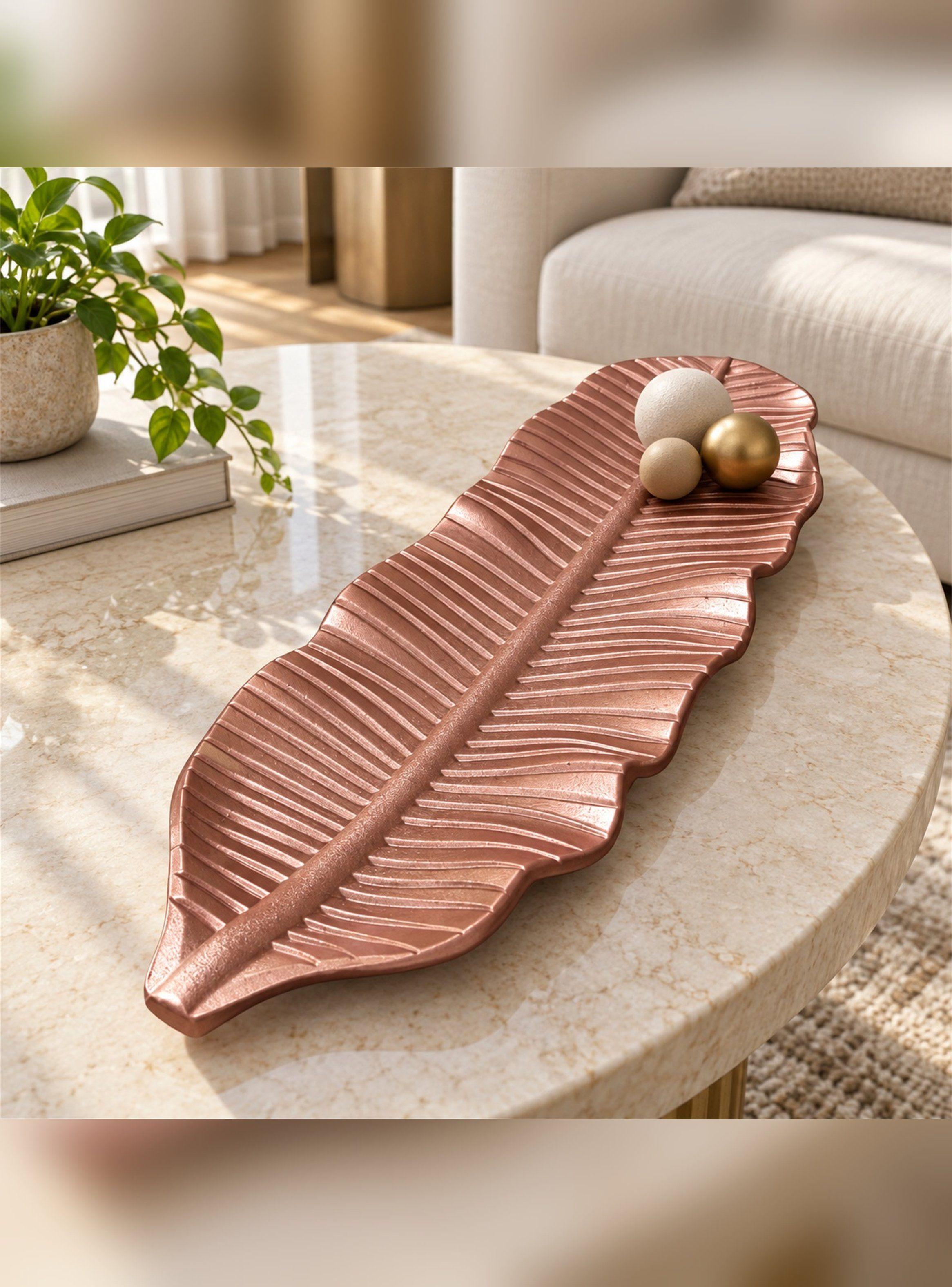 Bandeja Decorativa Hoja Alargada Estilo Moderno 47 cm-0
