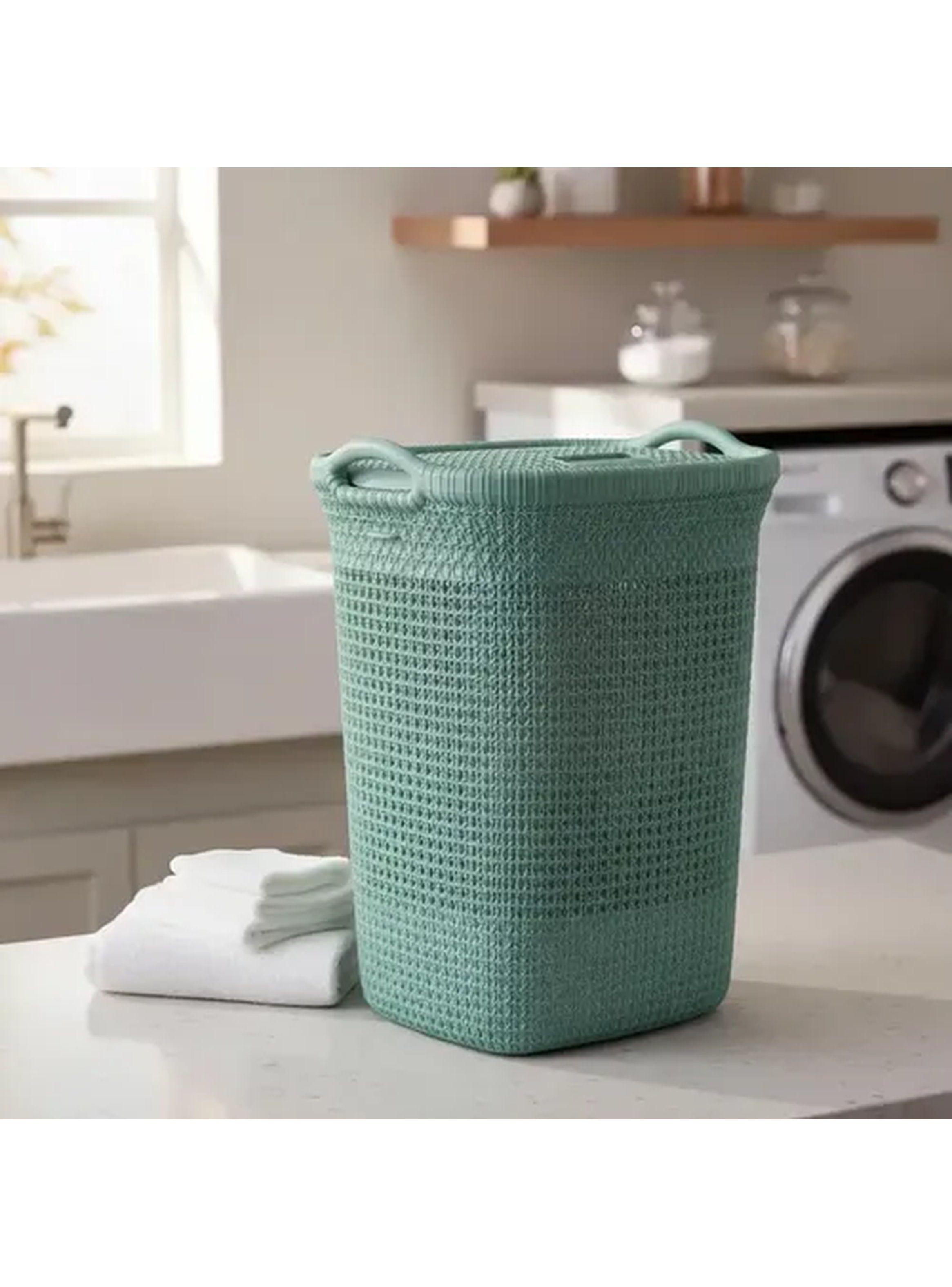 Cesto Canasto Para Ropa Khipu 60 Lts Con Tapa Color Verde Me-0