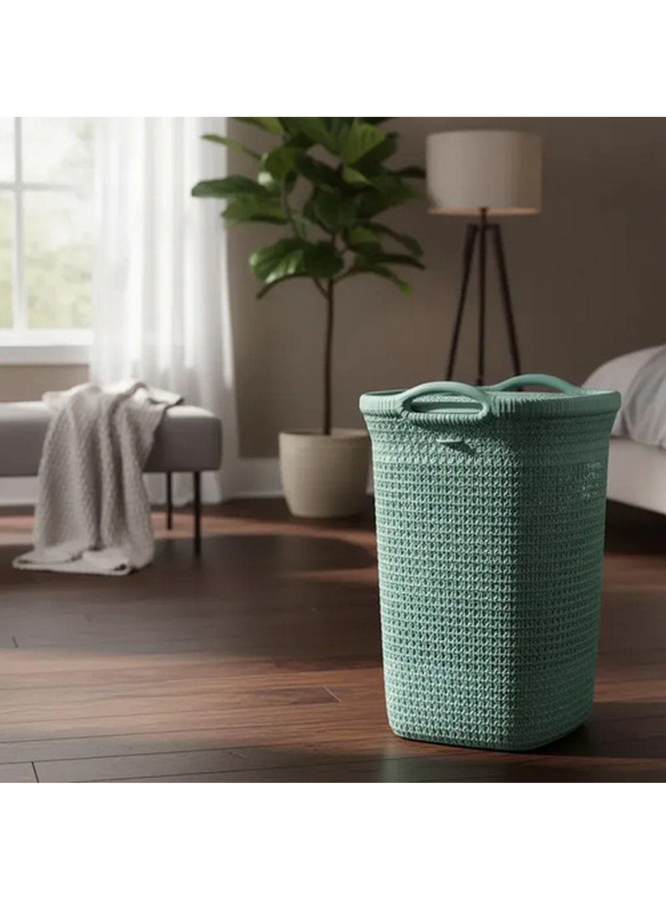 Cesto Canasto Para Ropa Khipu 60 Lts Con Tapa Color Verde Me-1