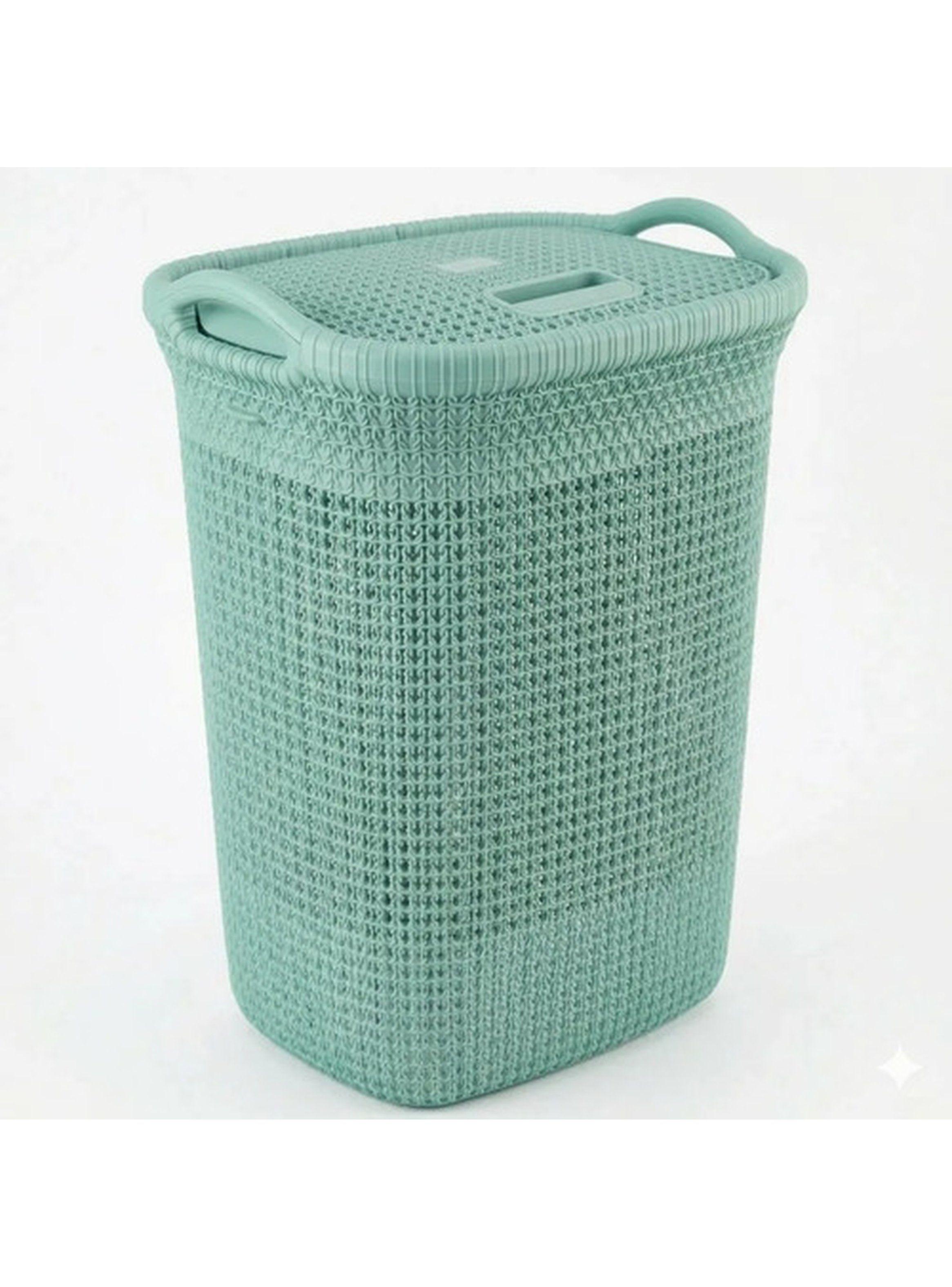 Cesto Canasto Para Ropa Khipu 60 Lts Con Tapa Color Verde Me-2