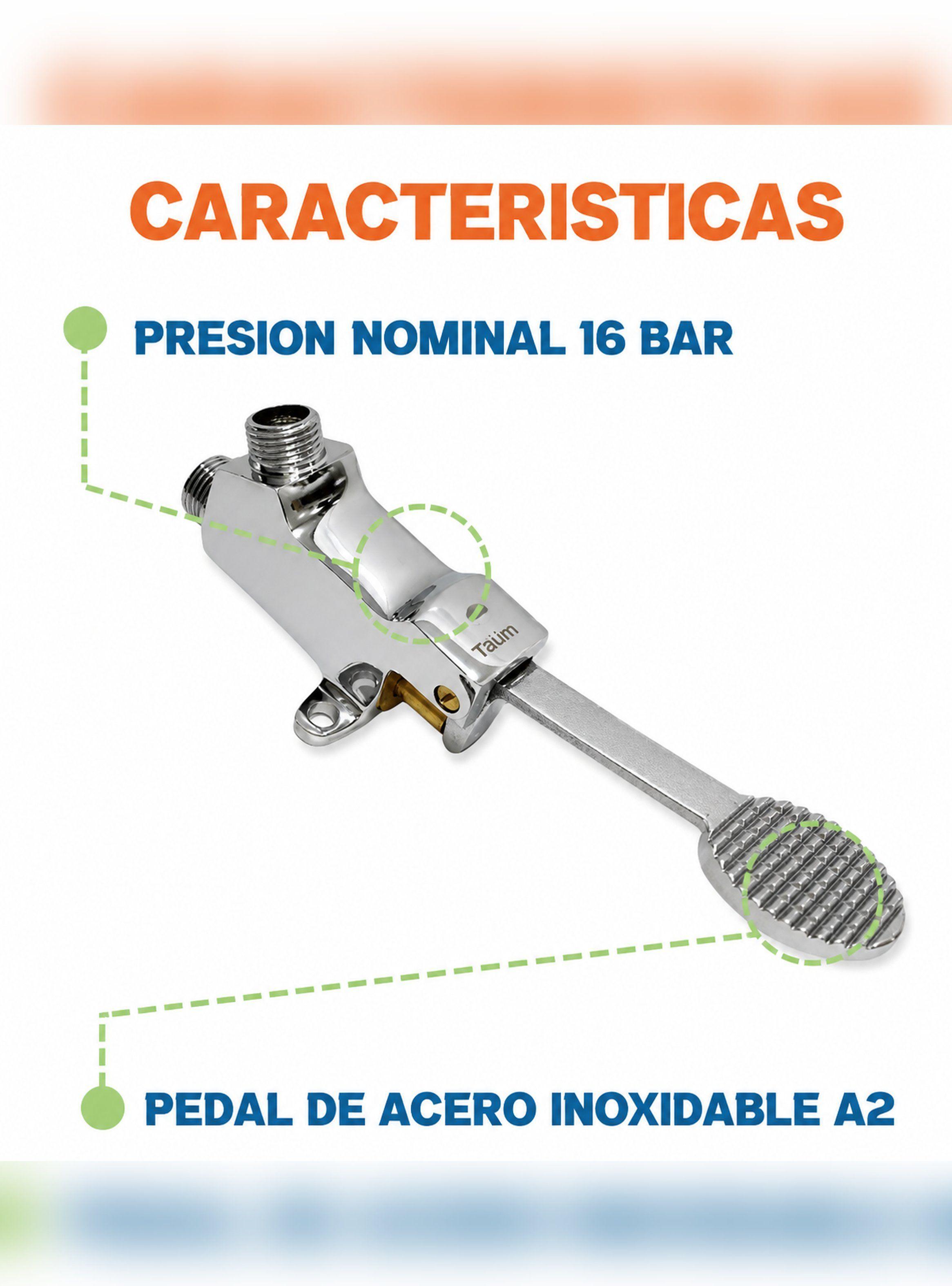 Válvula Pedal Acero Inoxidable Taumm HE-HE 1/2 Cromo-5