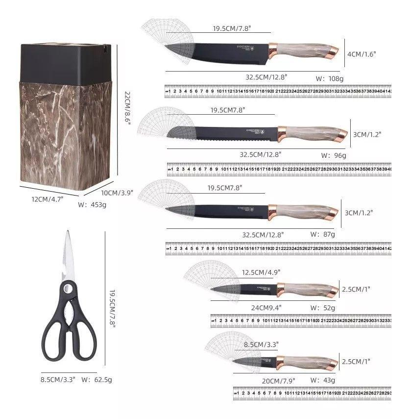 Set Cuchillos De Cocina 7 Piezas Con Bloque Rectangular-4