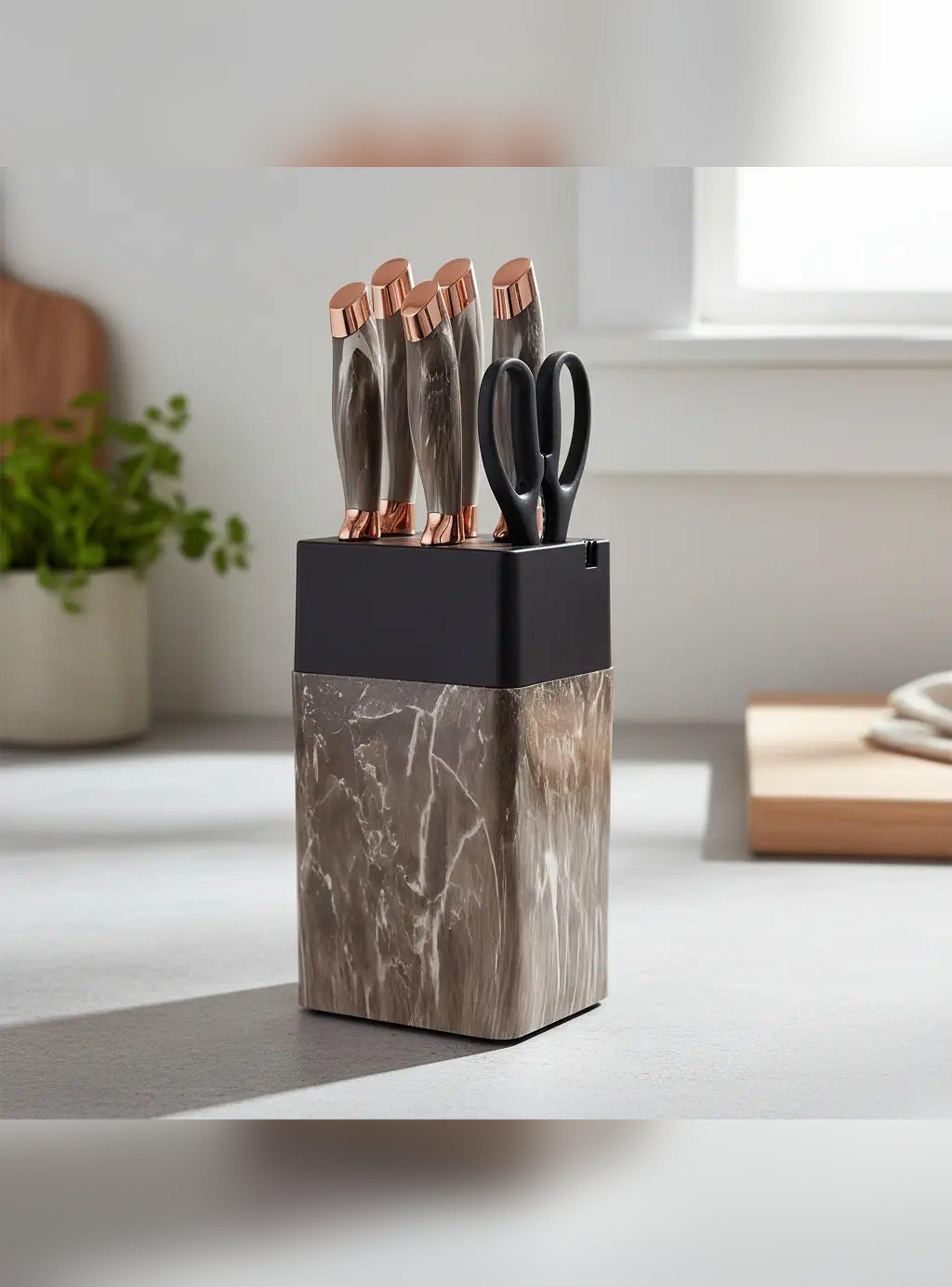 Set de Cuchillos de Cocina Marble Lux Con Base Rectangular-3